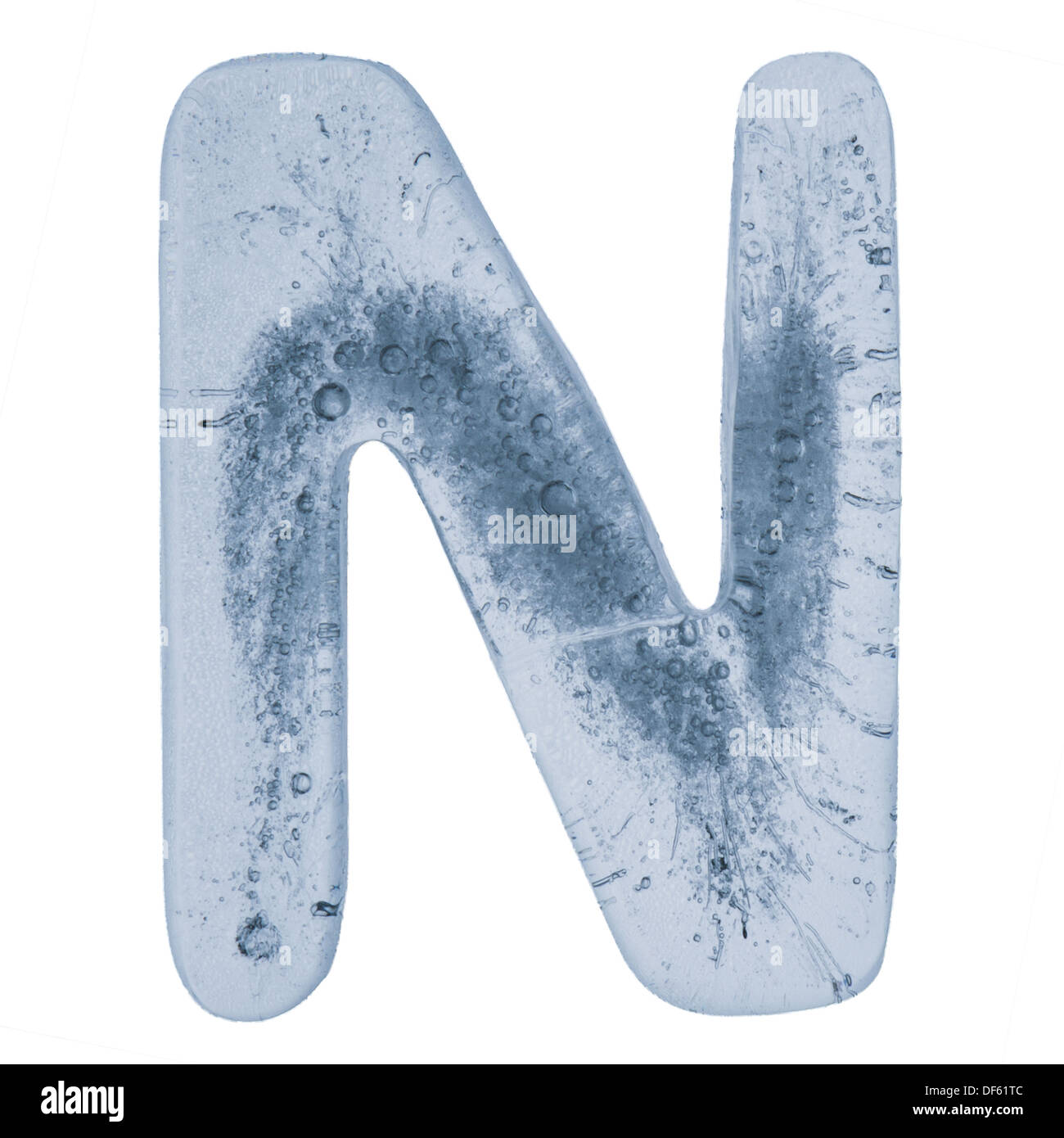 Letter N from an alphabet made out of ice. Stock Photo