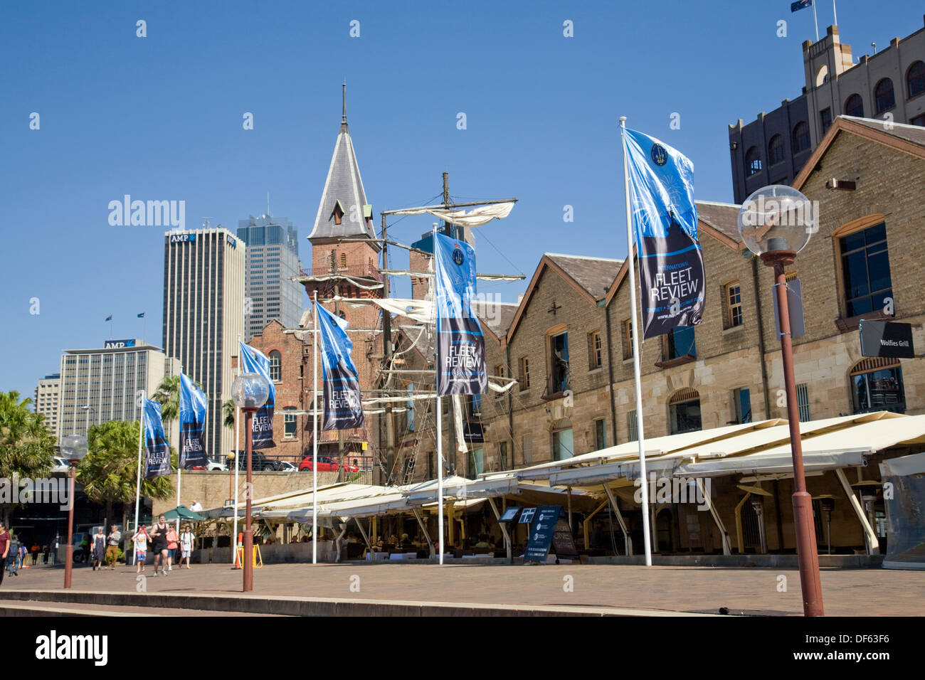 Campbells Cove warehouses in the Rocks area of Sydney named after 19th century businessman Robert Campbell who built the warehouses, Sydney,Australia Stock Photo