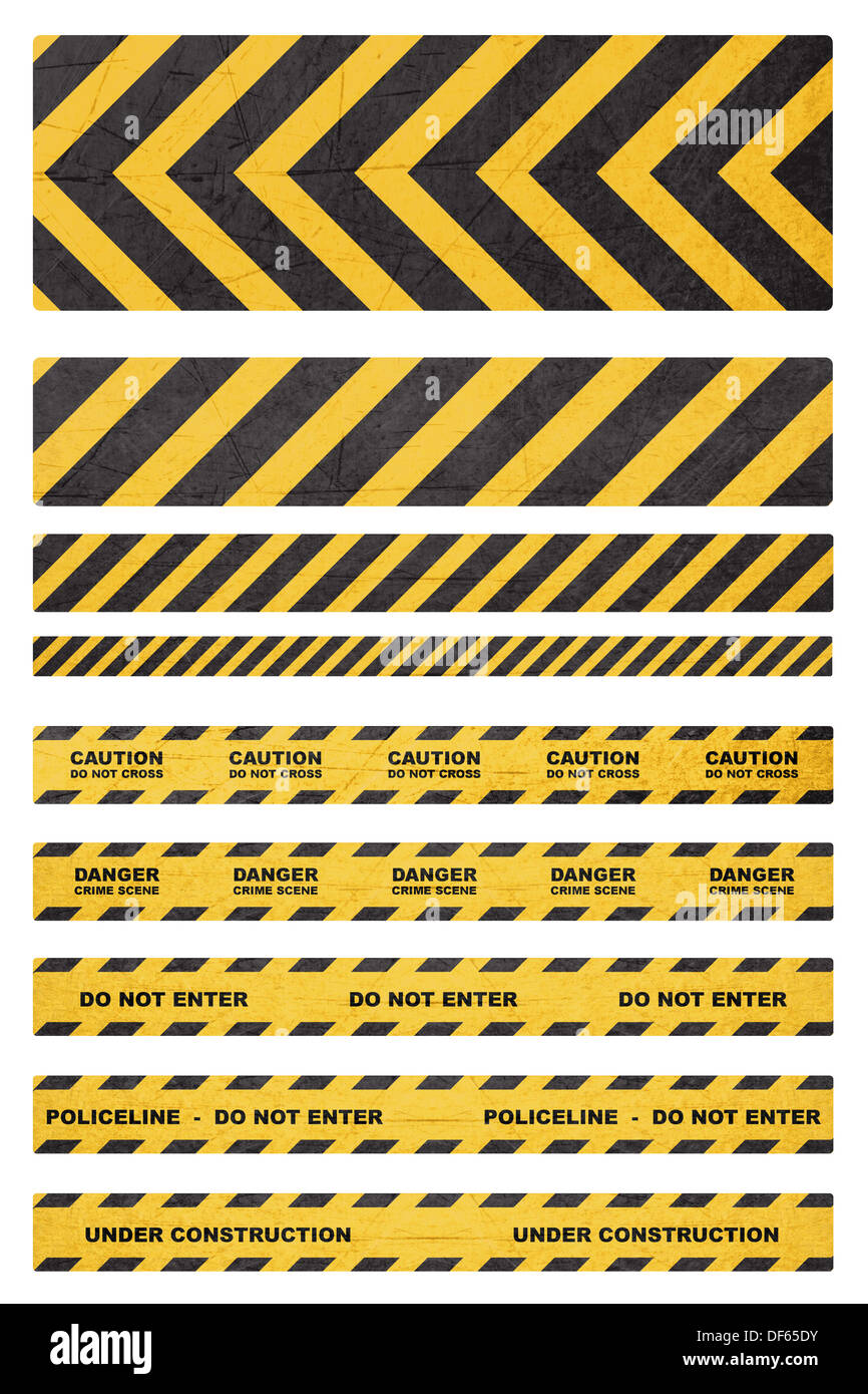 Caution, danger, and police tape attention isolated on white (with clipping work path) Stock Photo