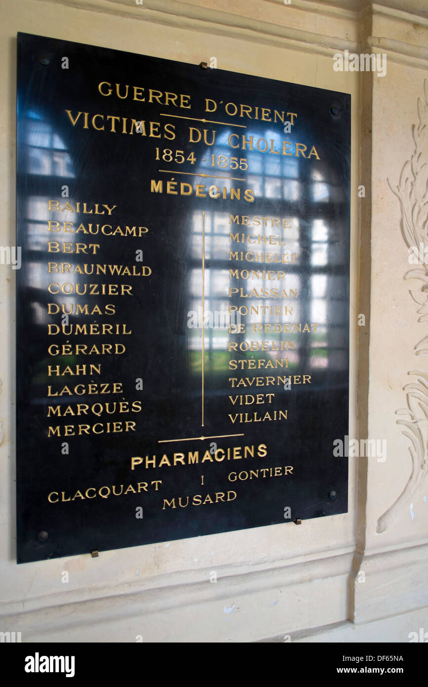 Memorial wall in the museum of the history of medicine, Val-de-Grace, Paris, France Stock Photo