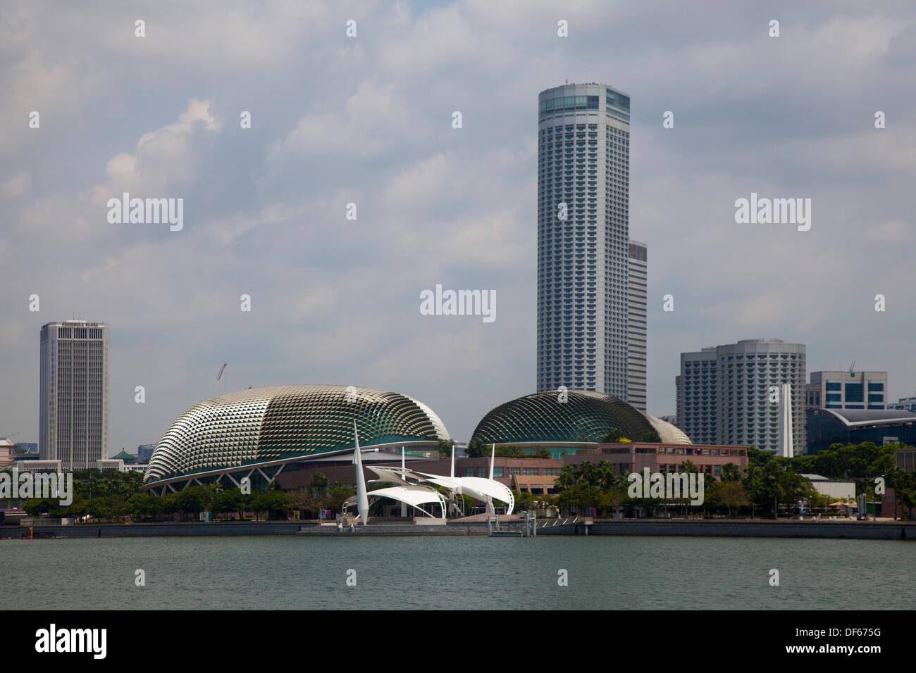 Skyscrapers Marina Bay Hotel area Singapore Asia view financial centers