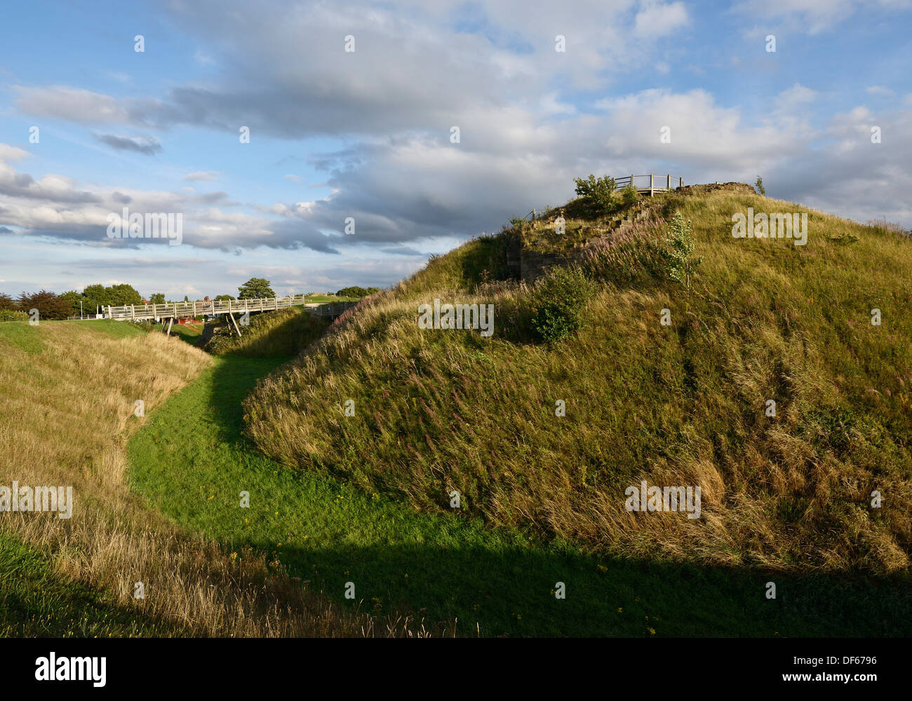 The moat and layout of Sandal Castle Wakefield UK Stock Photo