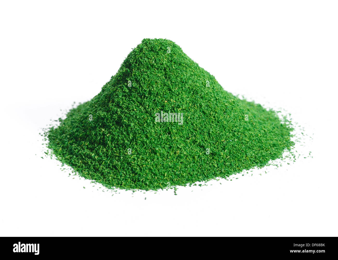 Pile of fine green granules used as grass in a diorama Stock Photo