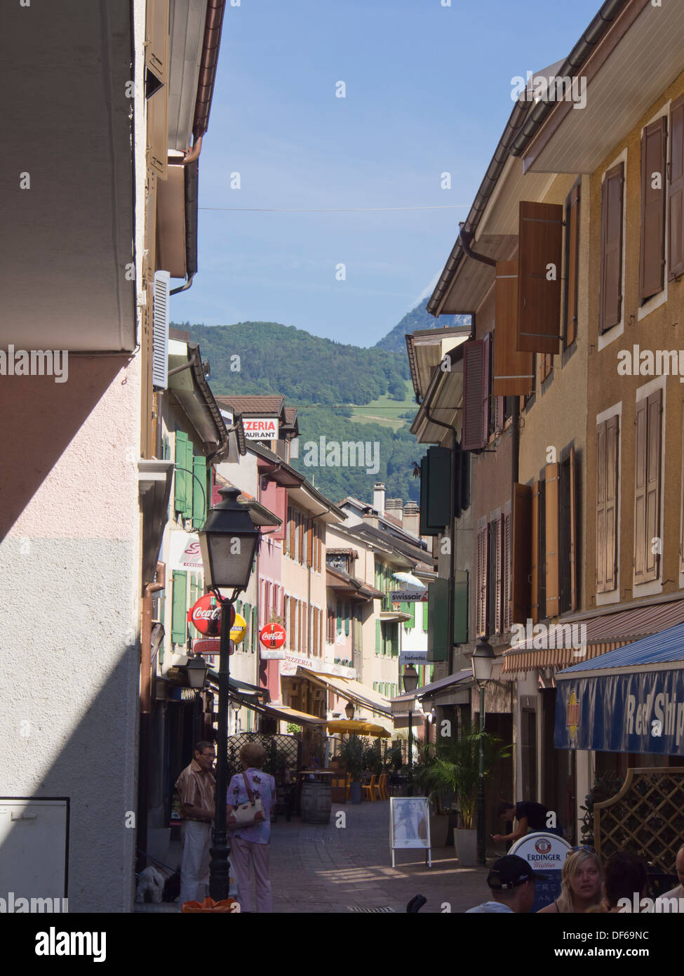 Narrow pedestrian streets in the town of Aigle Vaud district Stock Photo -  Alamy