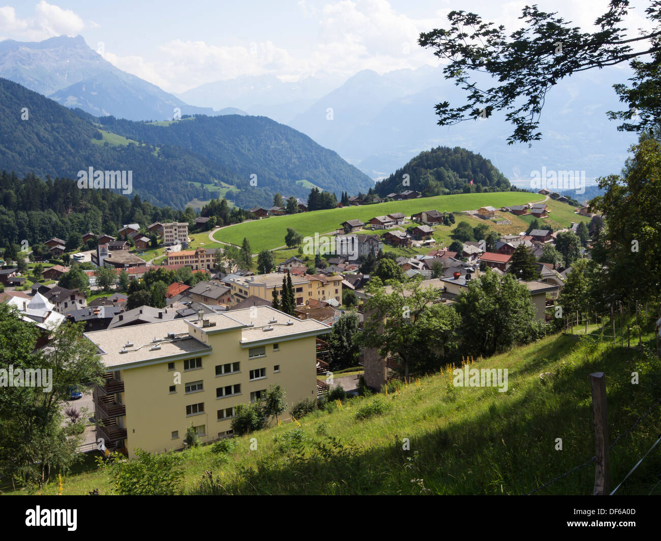 Leysin village in the Bernese alps , Vaud Switzerland near Aigle an ...