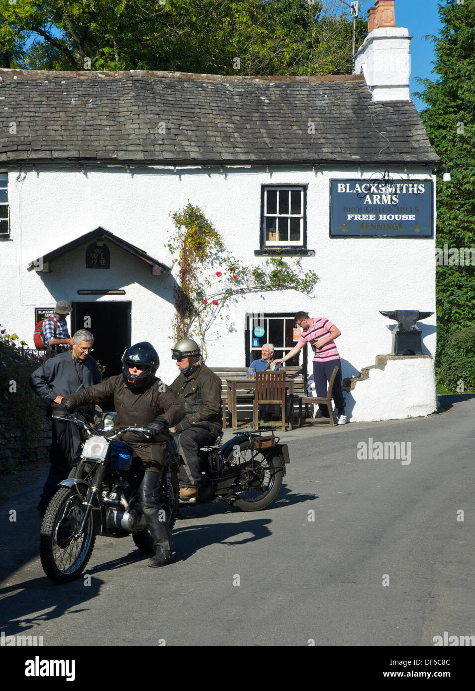 Motorbikes at the Blacksmiths Arms, Broughton Mills, Lake District