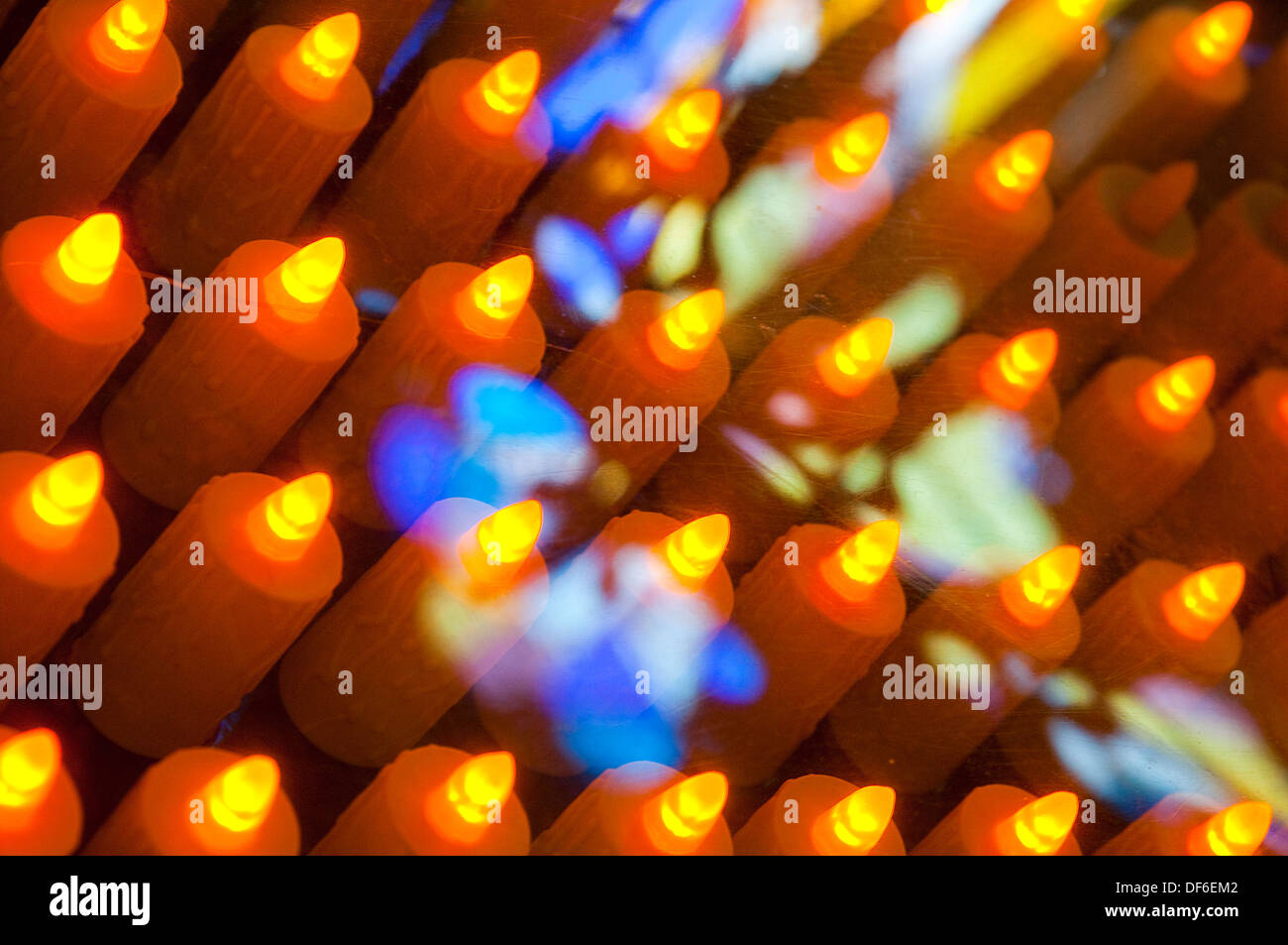 Electric candles in a church Stock Photo Alamy