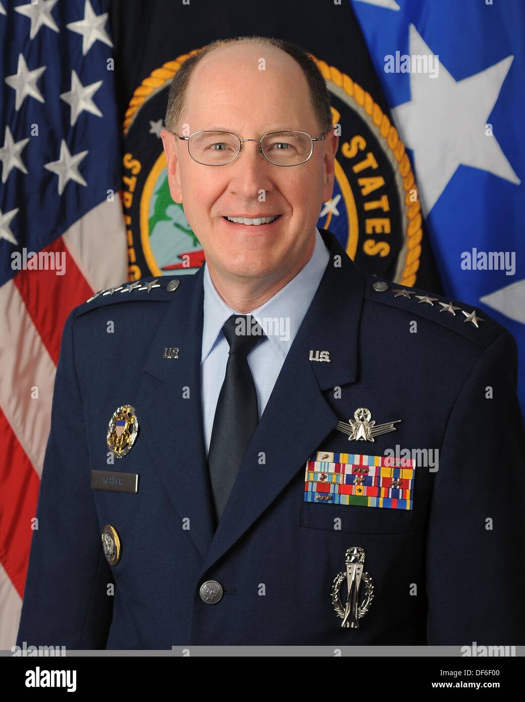 United States Air Force General C. Robert 'Bob' Kehler is Commander, U.S. Strategic Command, Offutt Air Force Base, Nebraska. He is responsible for the plans and operations for all U.S. forces conducting strategic deterrence and DoD space and cyberspace operations. General Kehler entered the Air Force in 1975 as a distinguished graduate of the Air Force ROTC program. He has commanded at the squadron, group, wing and major command levels, and has a broad range of operational and command tours in ICBM operations, space launch, space operations, missile warning and space control. He commanded a M Stock Photo