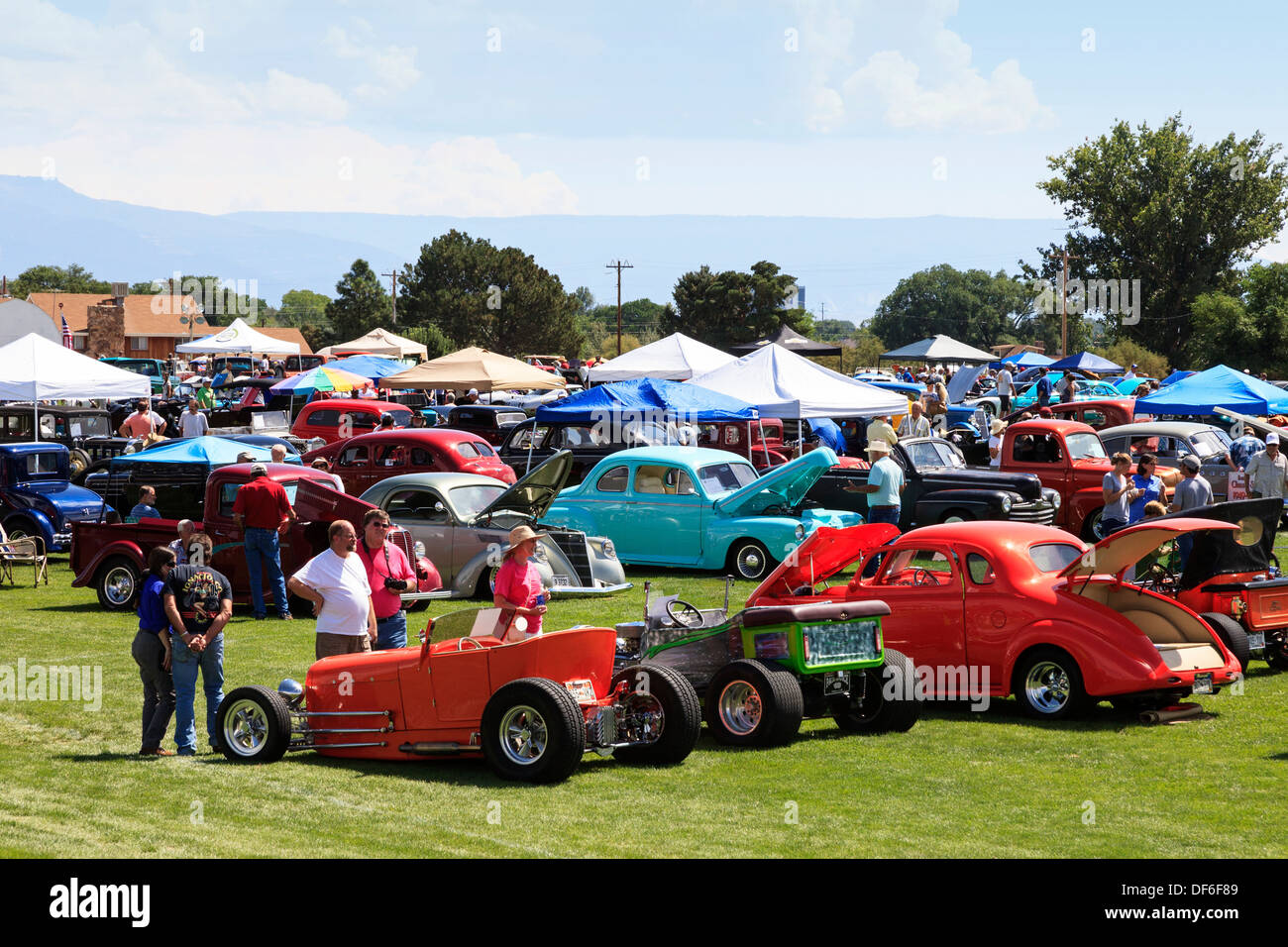 Spectators at a Classic Car show near Grand Junction, Colorado looking