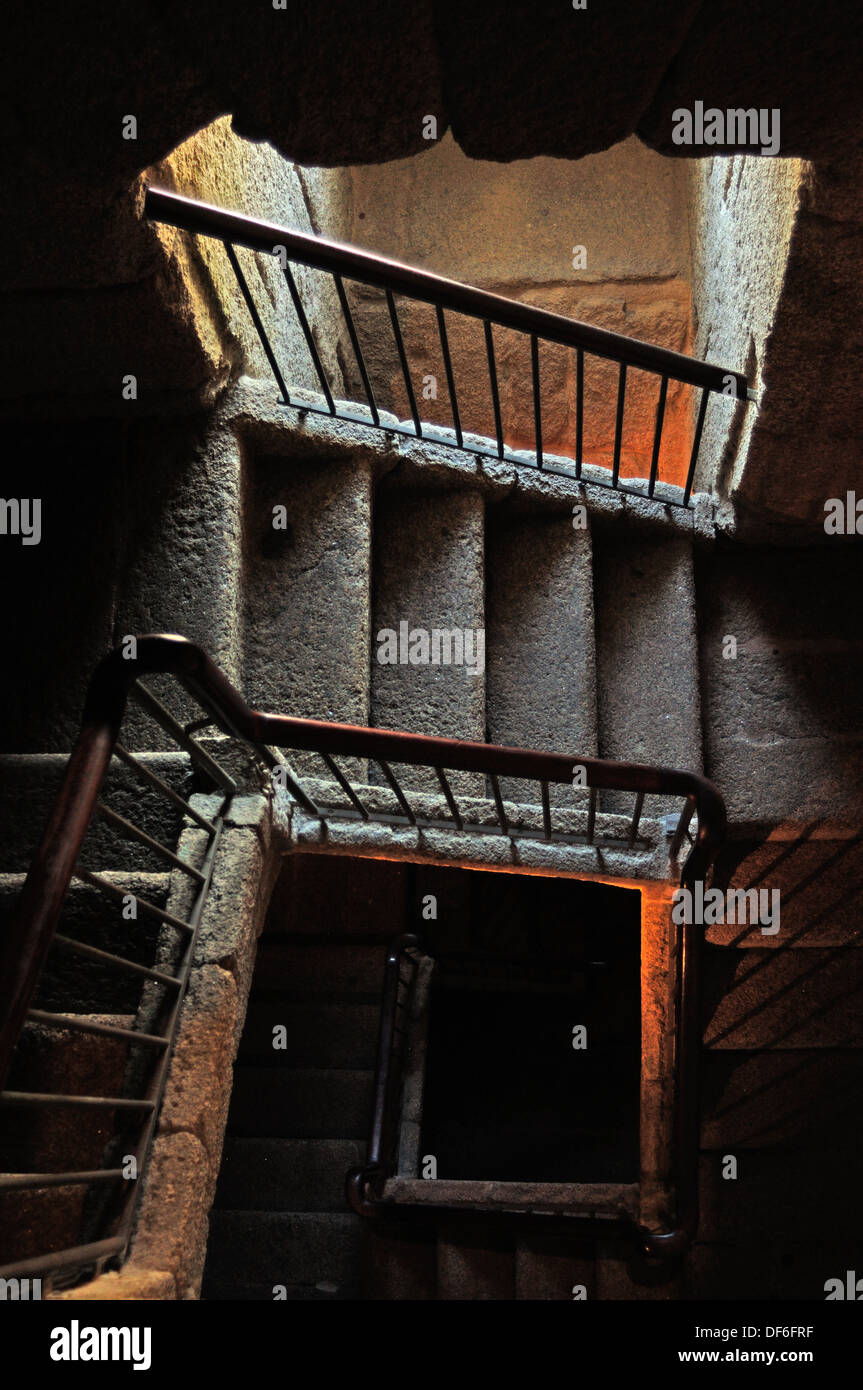 Stairs inside the Torre de Hercules lighthouse. A Coruña, Galicia, Spain. Stock Photo