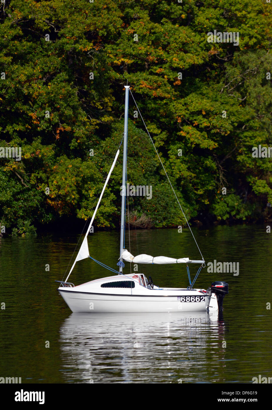Sailing Dinghy at anchor. Windermere, Lake District National Park