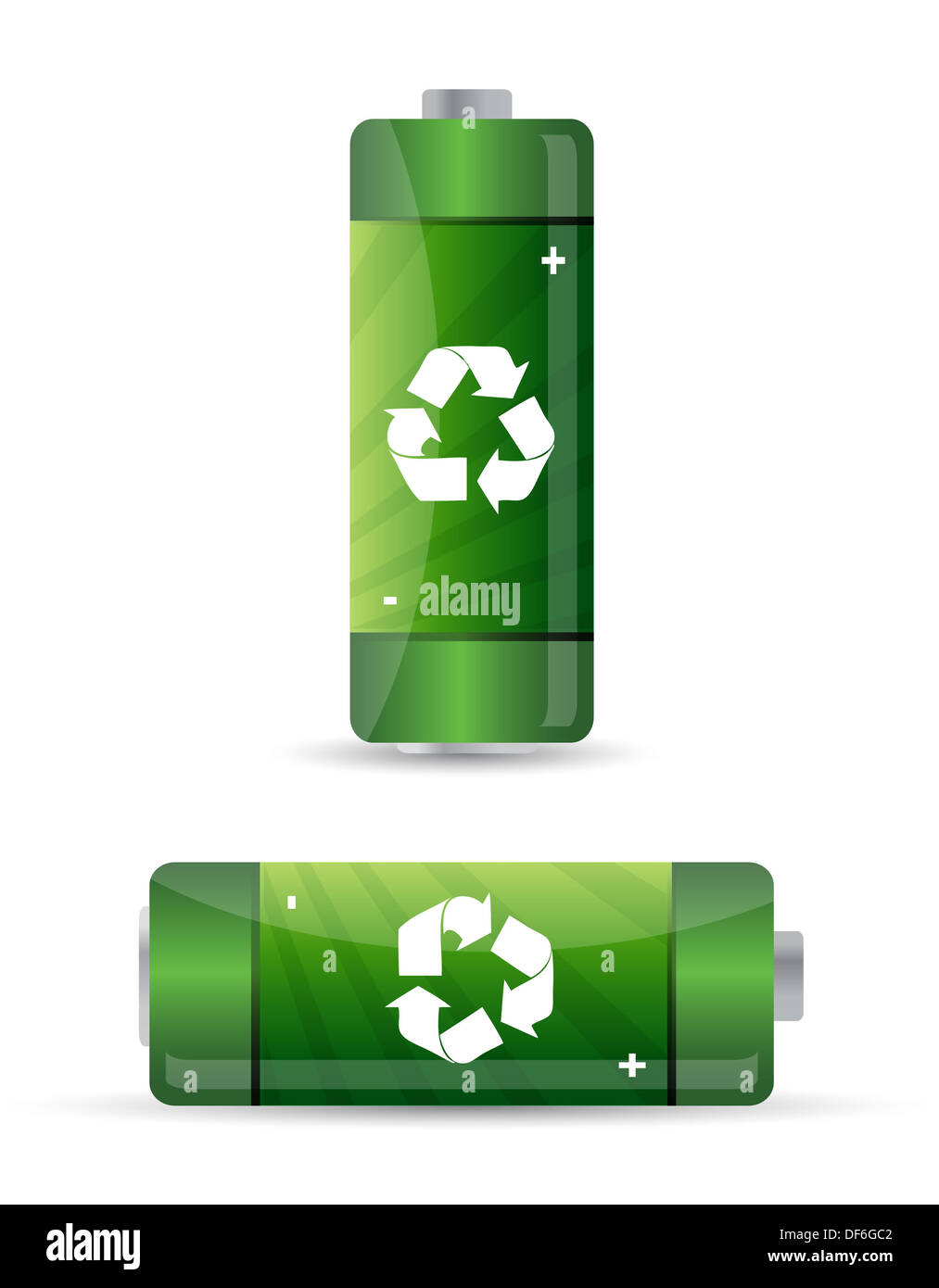 green batteries set with recycling symbol Stock Photo Alamy