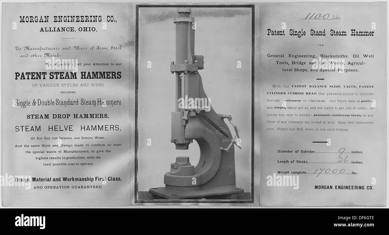 Morgan Engineering Co. promotional brochure for steam hammer. 283575 Stock Photo