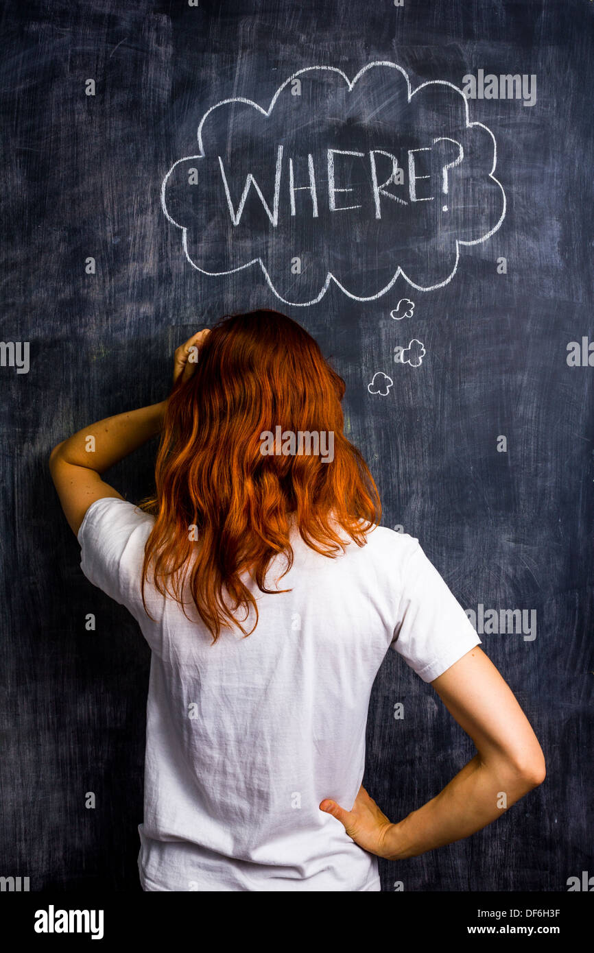Confused young redhead woman standing hi-res stock photography and ...