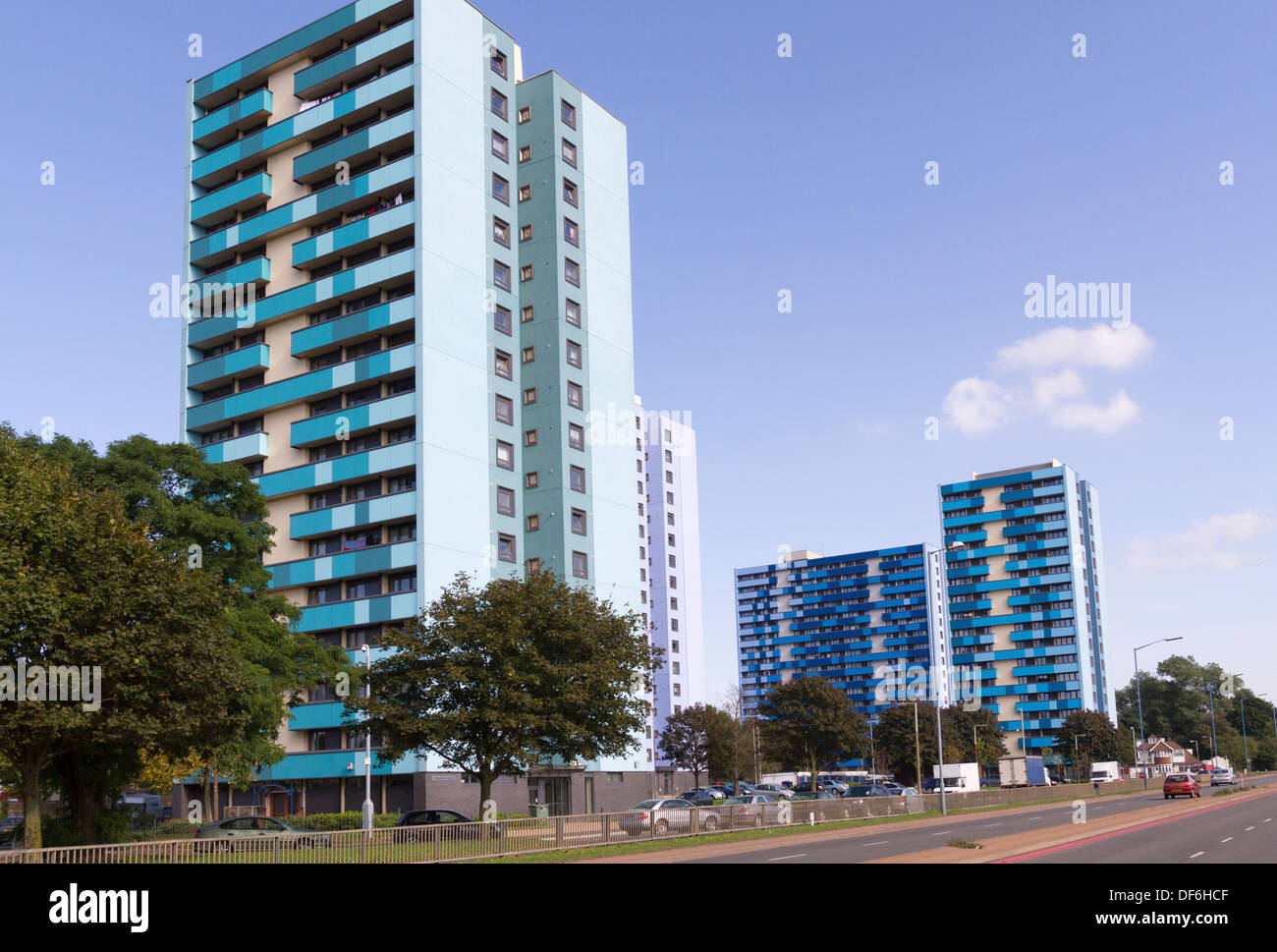 Blocks of high rise flats in West Bromwich in the West Midlands UK Stock Photo