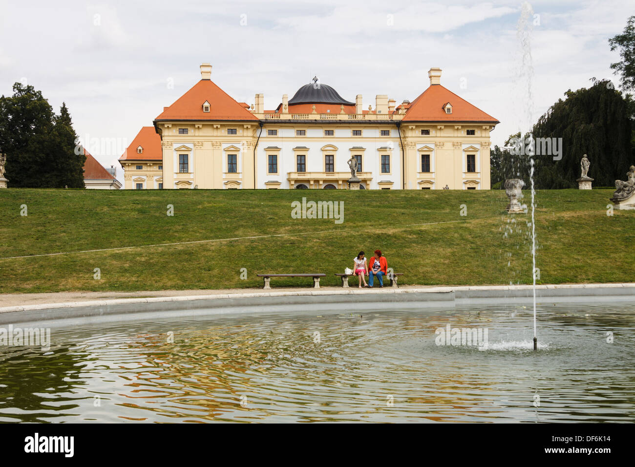 Castle and gardens at Slavkov chateau, Austerlitz, Czech Republic Stock