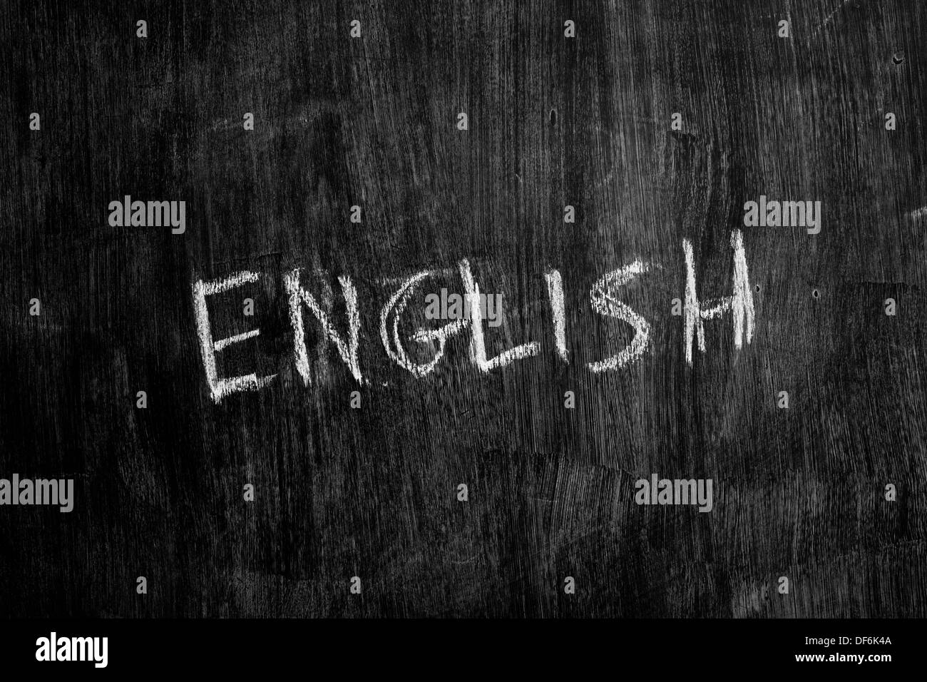The word english written in chalk on blackboard Stock Photo
