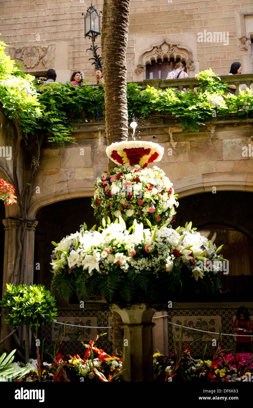 Europe, Spain, Barcelona, egg dancing in Corpus in spout Stock Photo