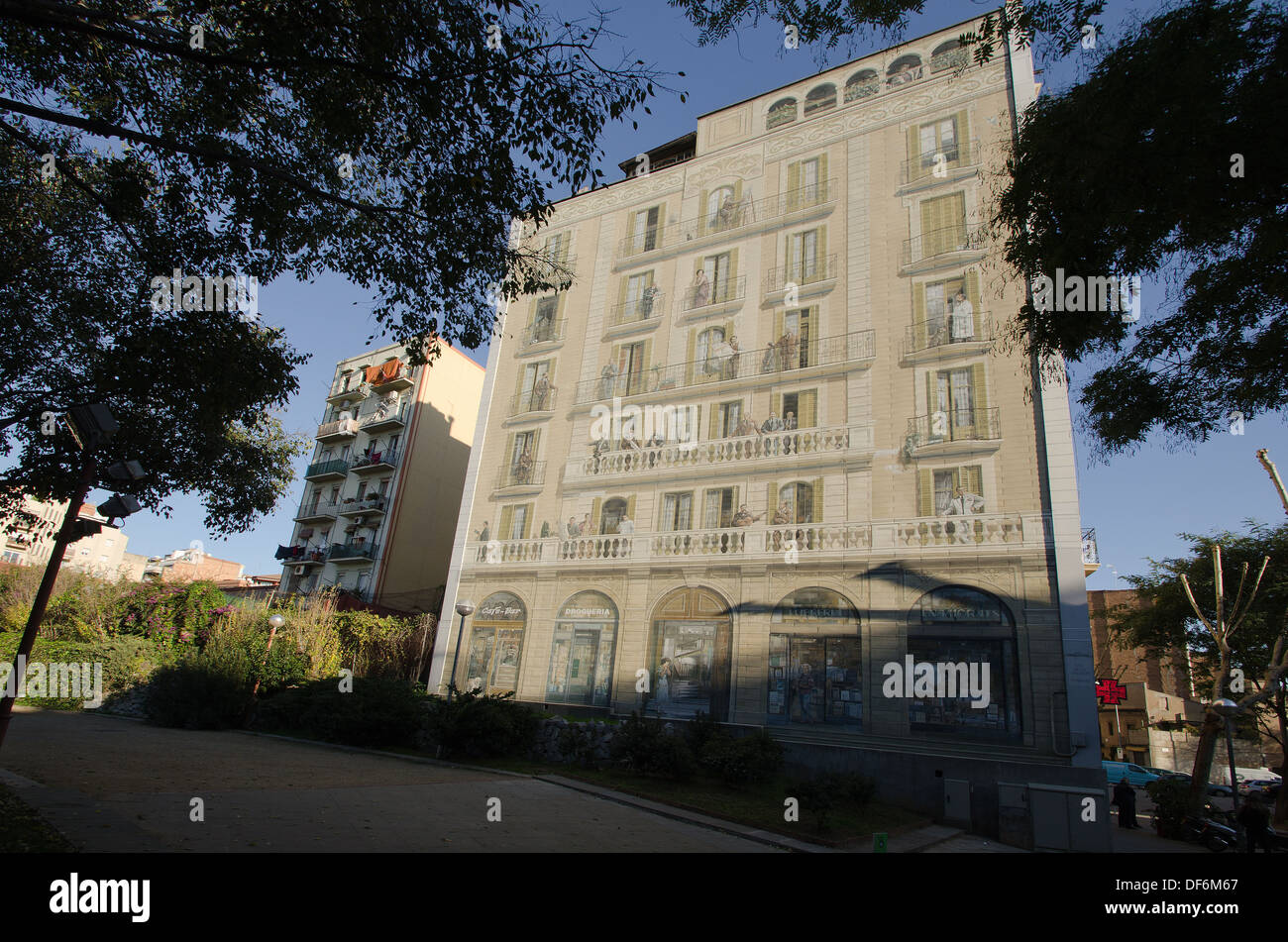 Spain,Barcelona, Color , Color image , Colour , horizontal, popular, Building, artists, trick, visual trick Stock Photo