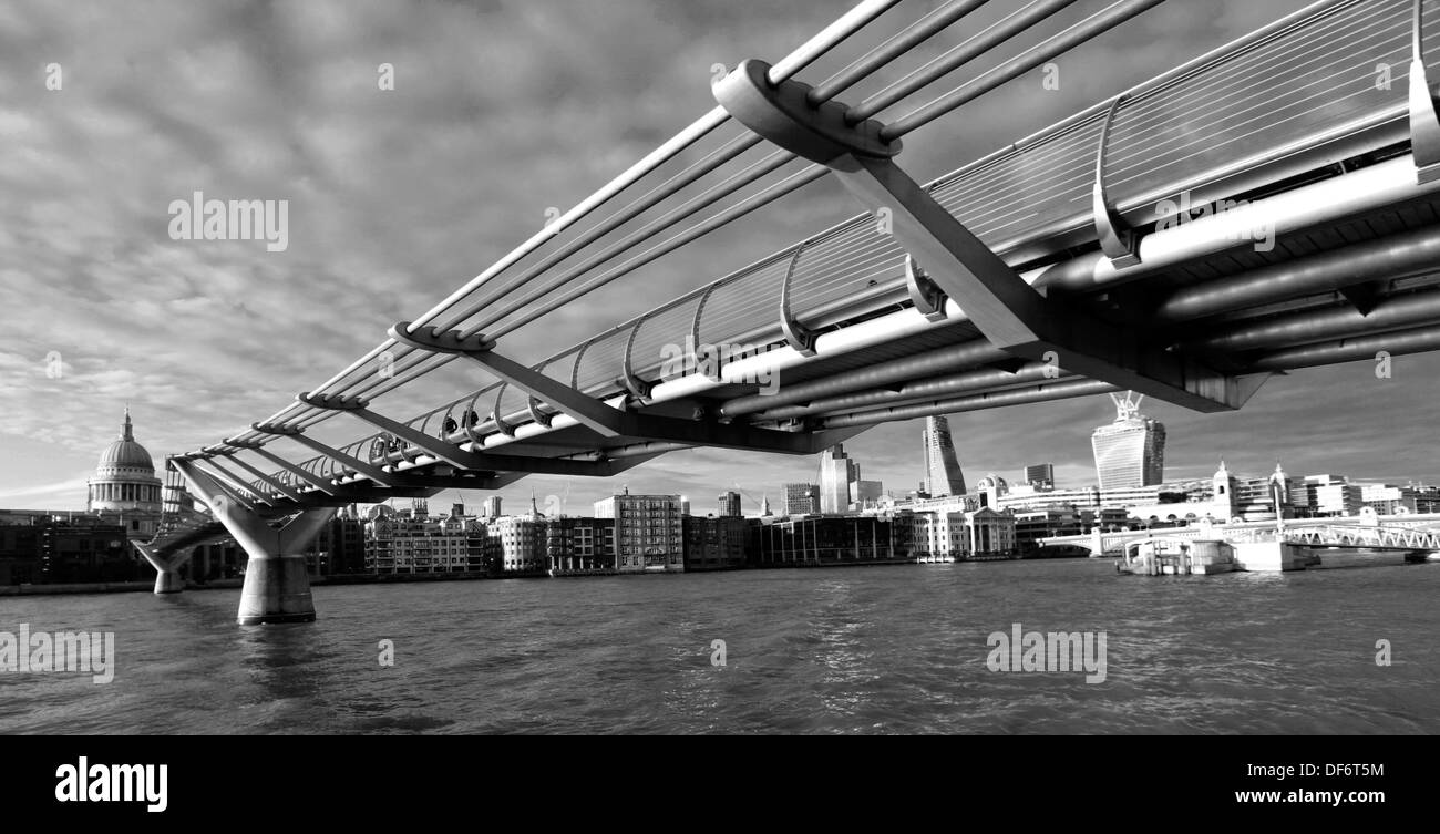 St Paul's Cathedral and the Millennium Bridge London Stock Photo