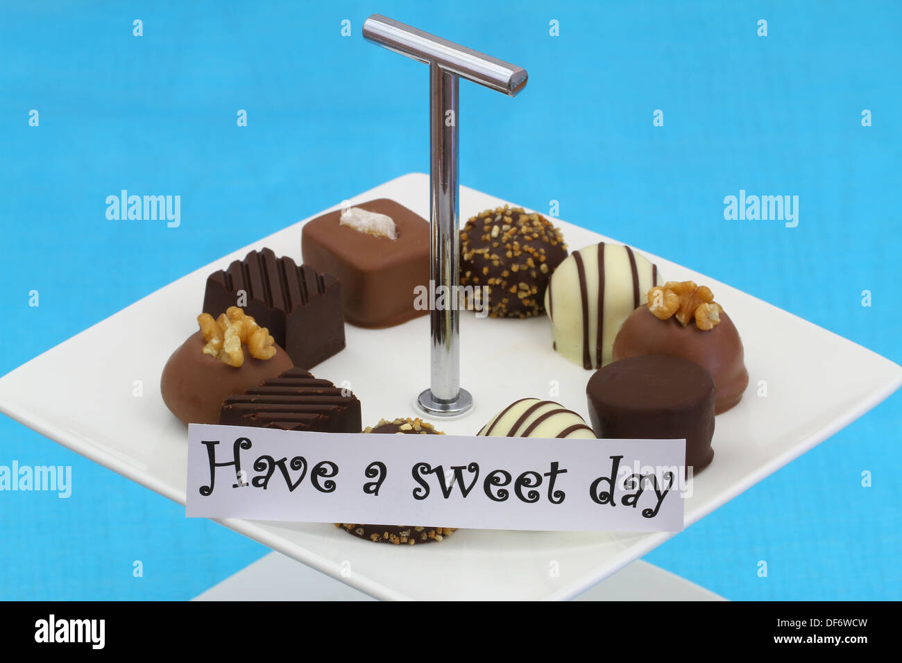 Have a sweet day card with selection of chocolates Stock Photo