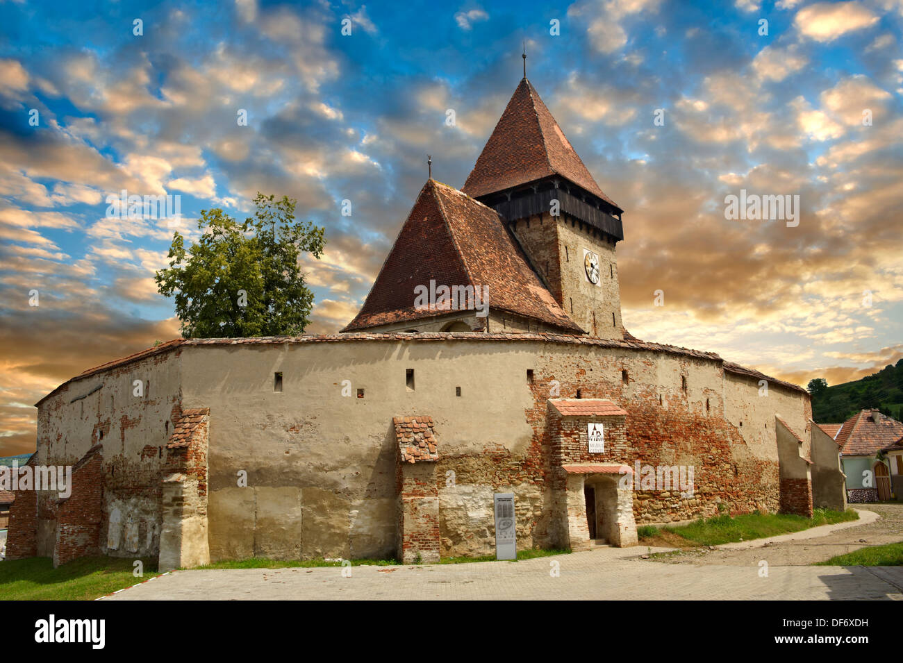 The Gothic 14th Century Axente Sever Saxon Evangelical Fortified Church, Sibiu, Transylvania. Stock Photo