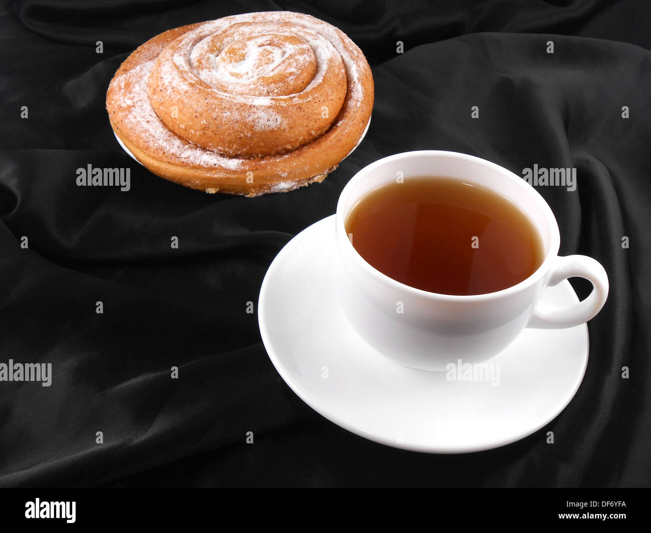 cup of tea or coffee with sweet cake Stock Photo Alamy