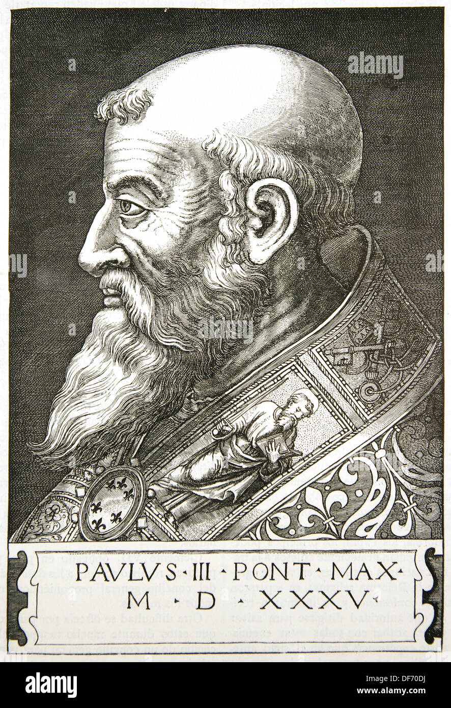 Paul IV (1476 –1559), Gian Pietro Carafa, was Pope from 23 May 1555 until his death. Engraving. Stock Photo