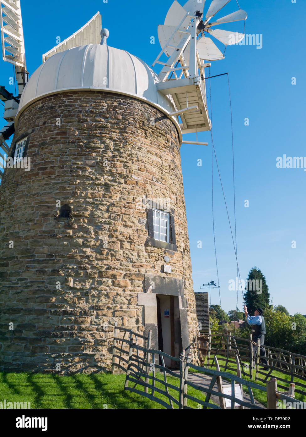 A historic restored and working windmill at Neather Heage in Derbyshire
