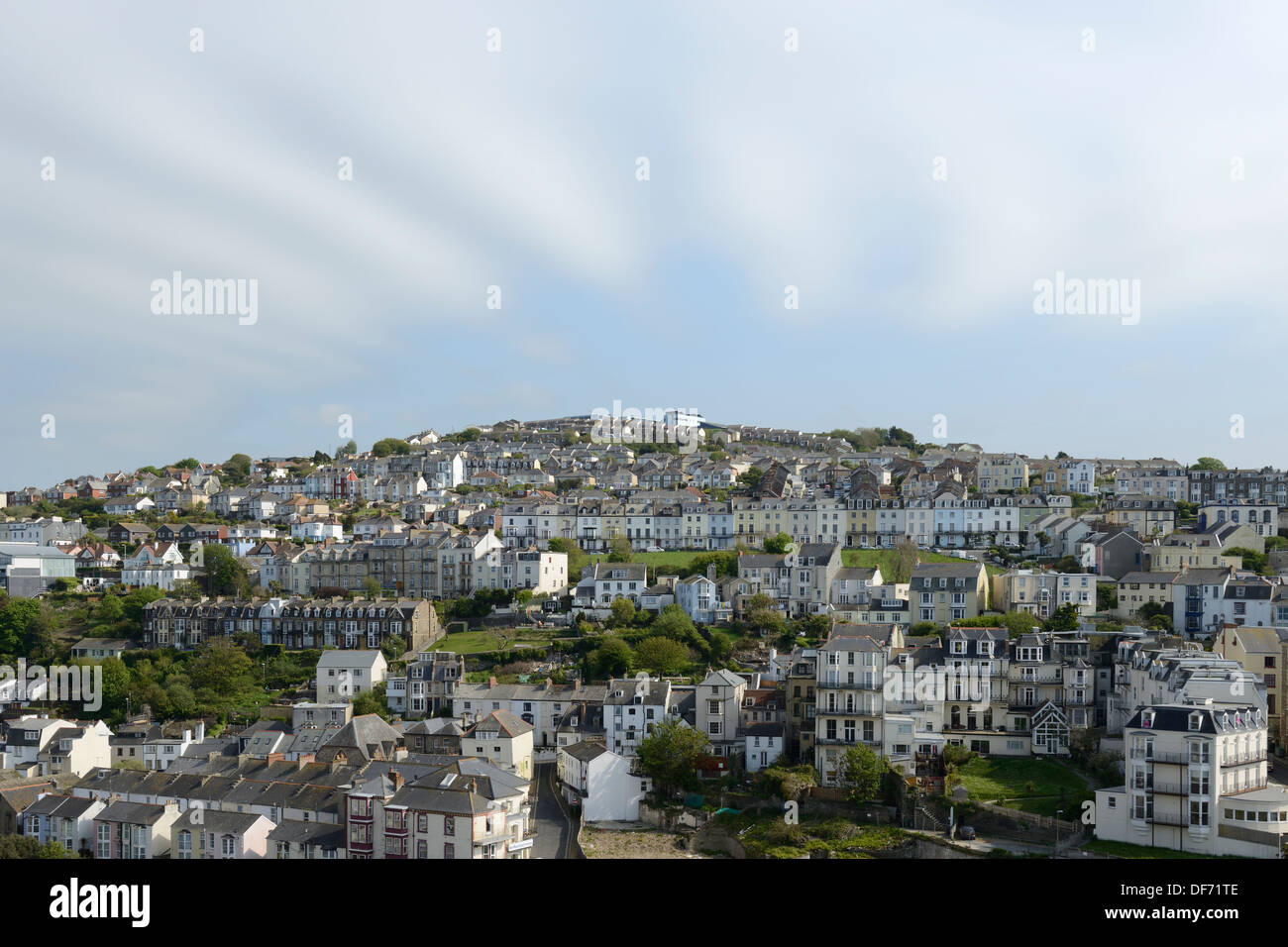 Houses built on the sides of a hill in Ilfracombe, North Devon, UK. Stock Photo