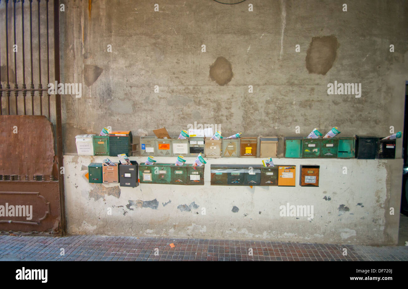 Europe, Spain, Barcelona, Mailboxes Stock Photo Alamy