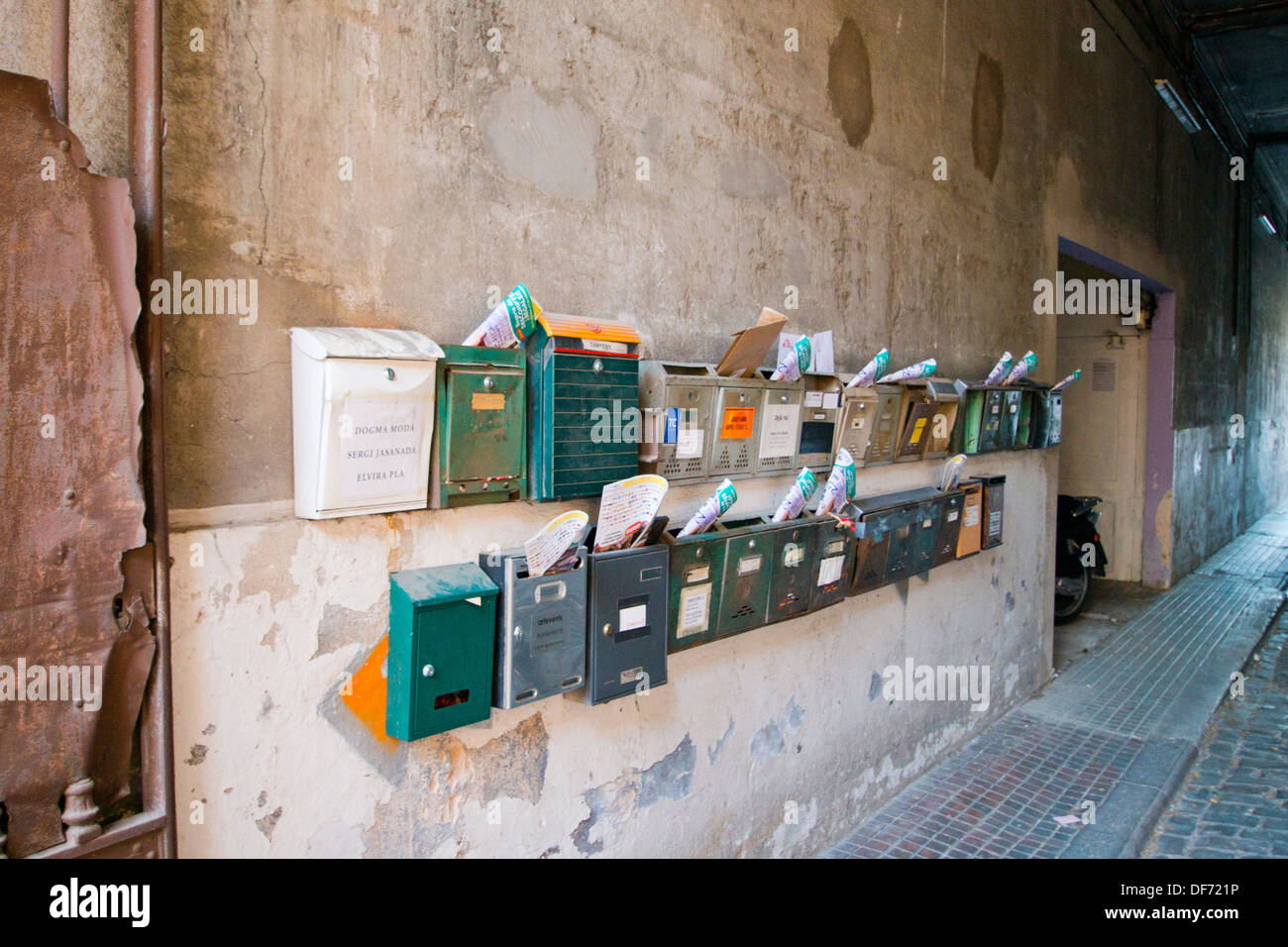 Europe, Spain, Barcelona, Mailboxes Stock Photo Alamy