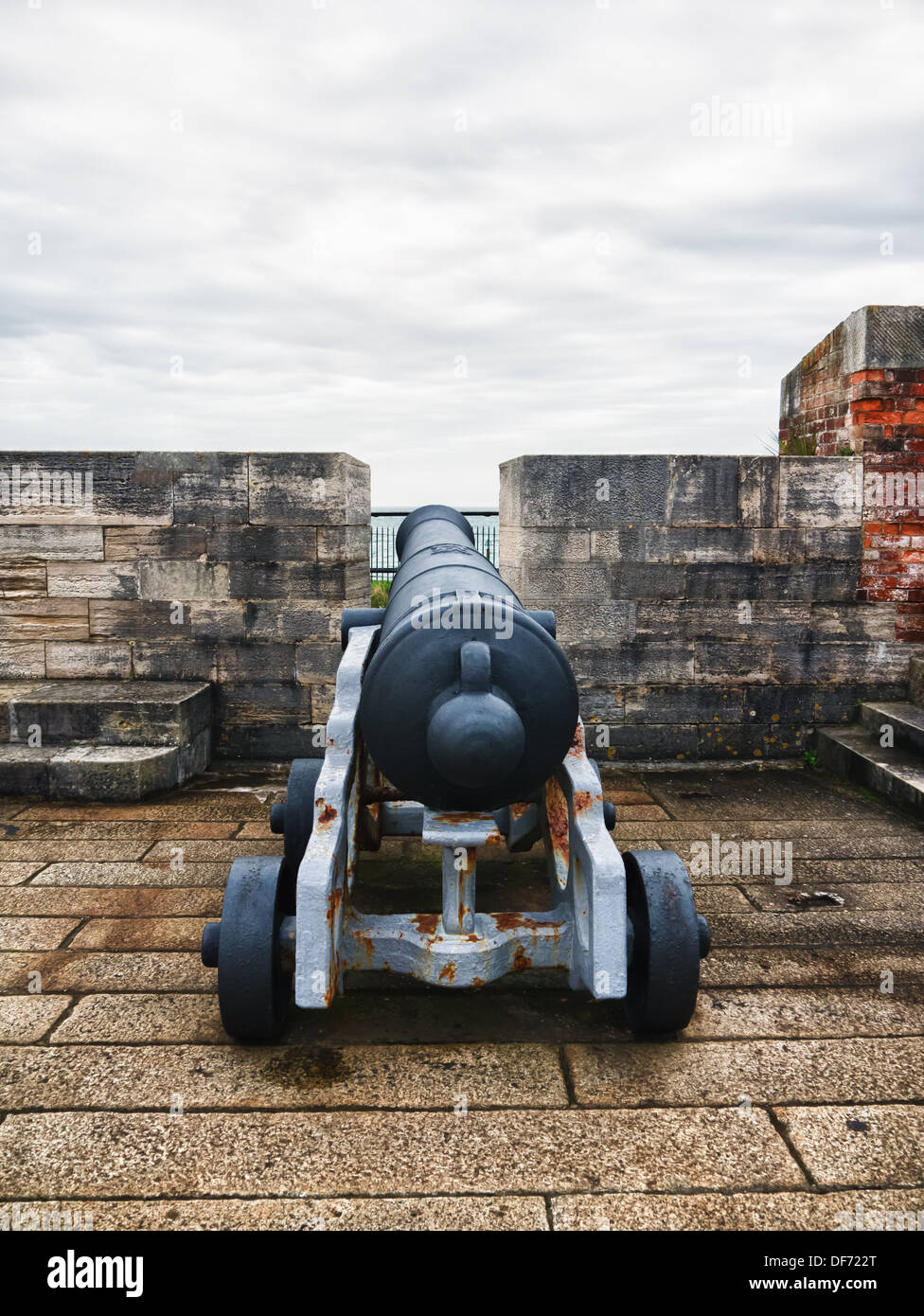 Canons and canon balls on the ramparts of Southsea Castle in Portsmouth, England Stock Photo
