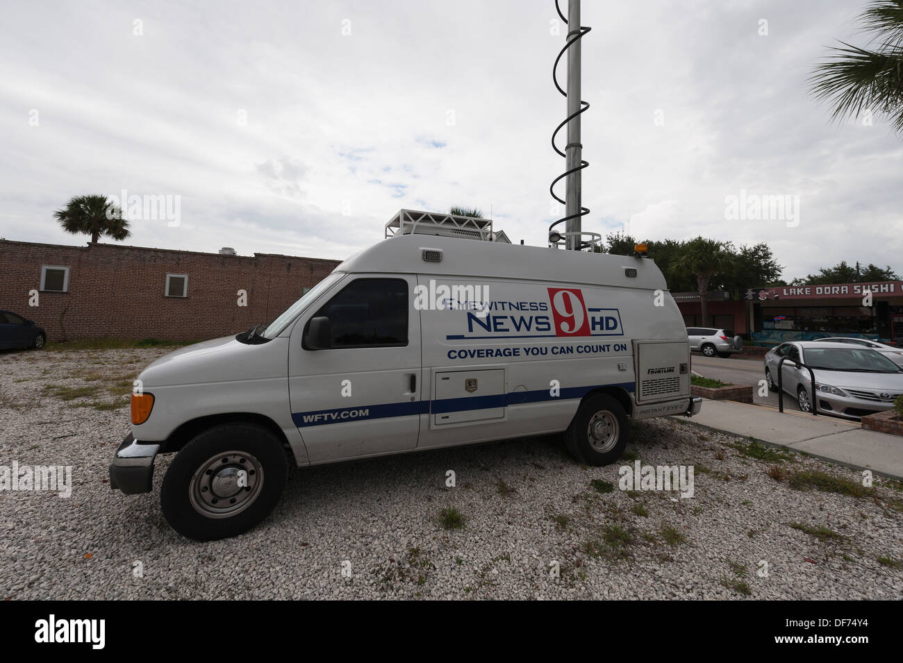 EyeWitness News WFTV  9 HD Coverage Van setup at an event in the City of Tavares, Florida USA Stock Photo