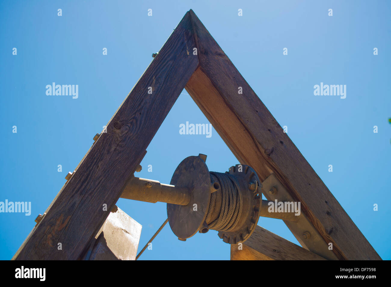 triangle, ancient, pulley, wood, geometric Stock Photo Alamy