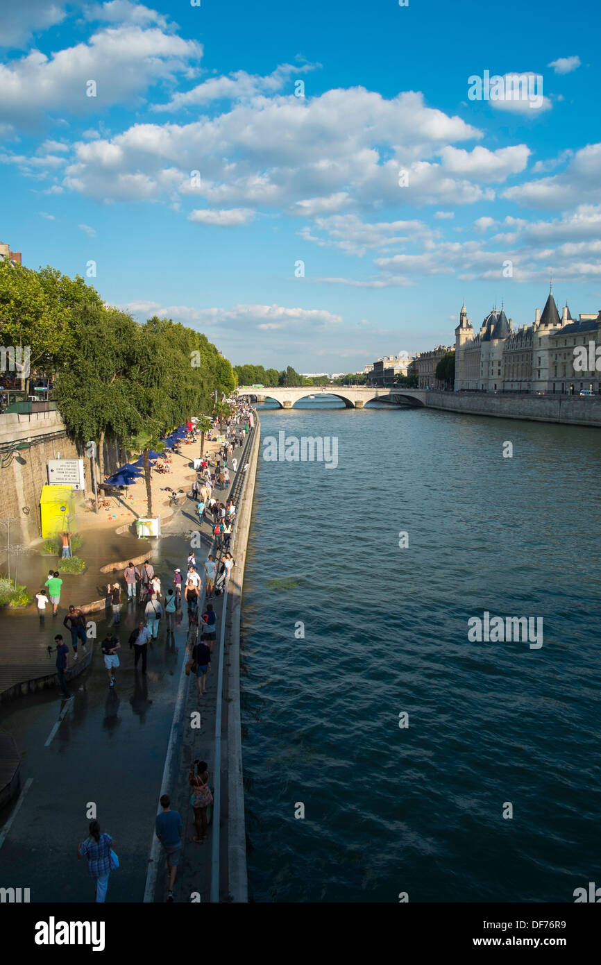 Paris Plage on the Seine in summer, Paris, France Stock Photo