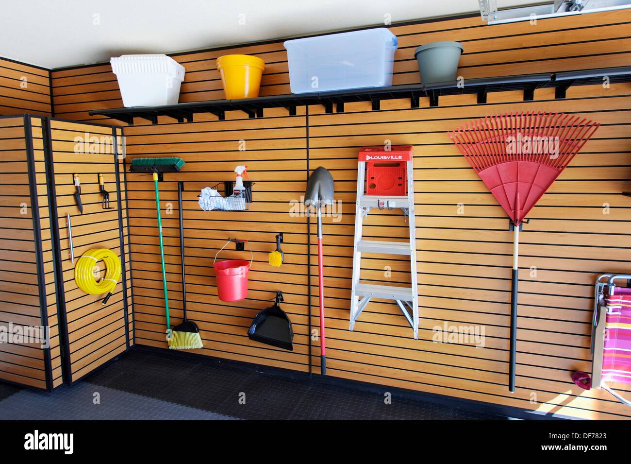 Organized Garage In A New Home Construction Tampa Florida Stock