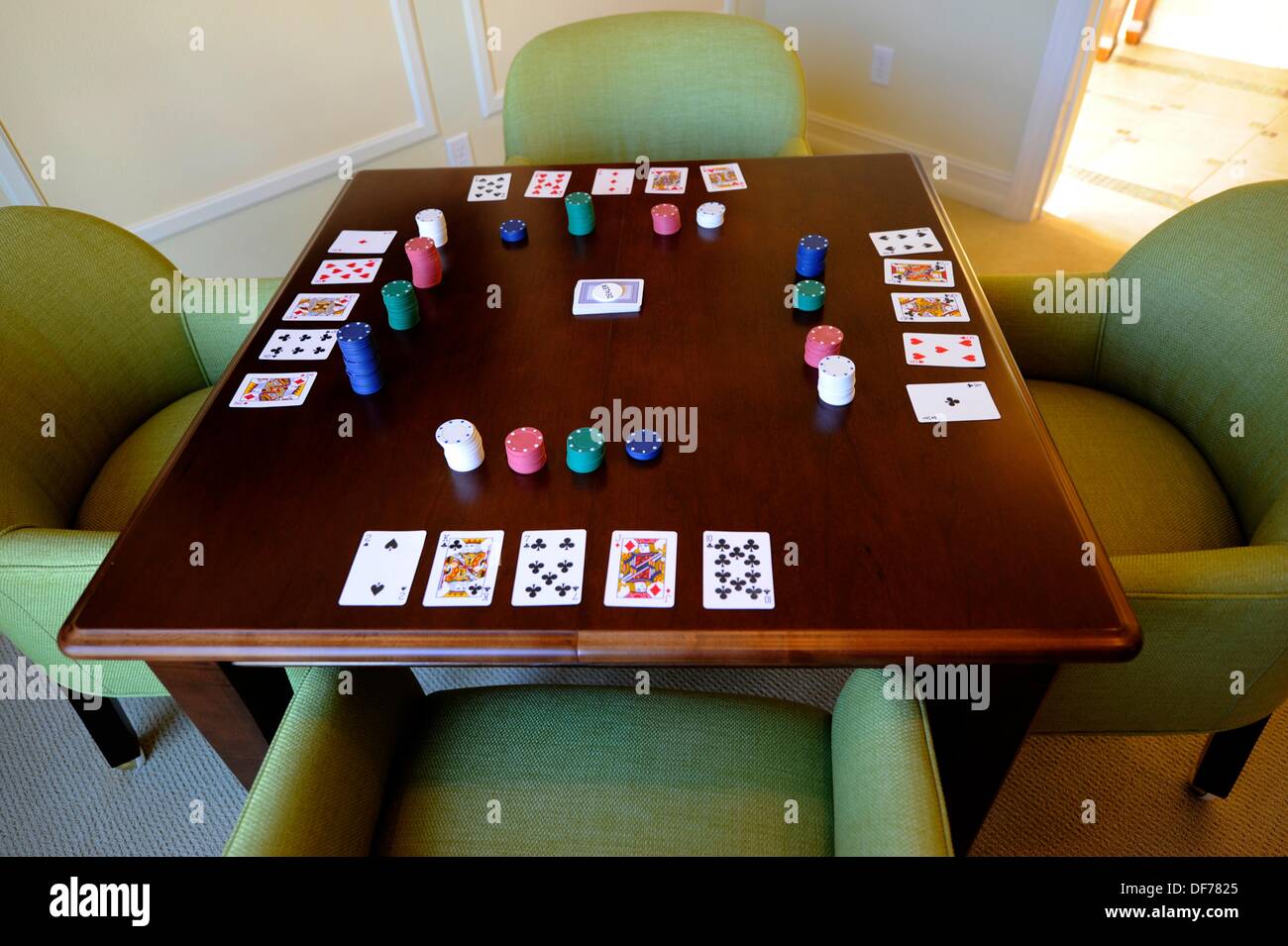 Card playing table for gambling and pleasure Stock Photo Alamy