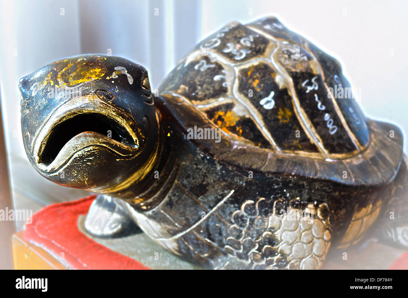 The Rock Turtle with Mystic Symbol,Thai believe that It Make Us Healthiness and Long Life. Stock Photo