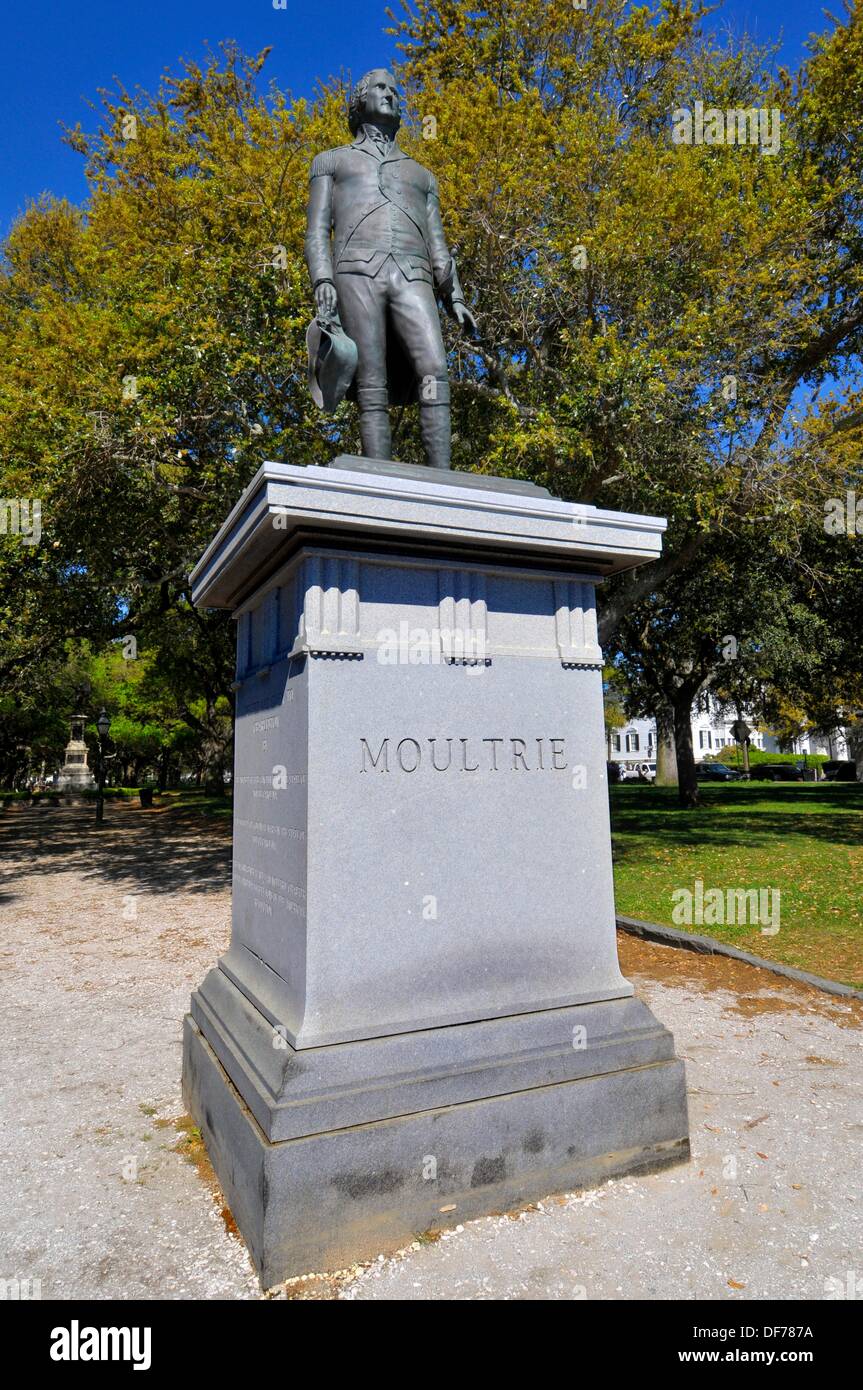 Statue of General William Moultrie at White Point Gardens Park historic