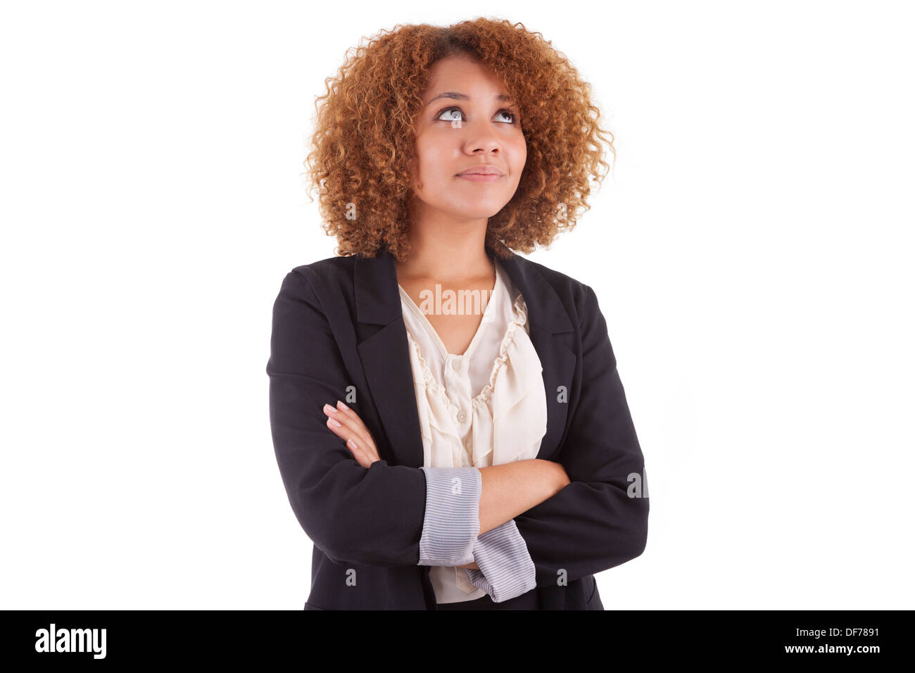 Portrait of a young african american business woman, isolated on white ...