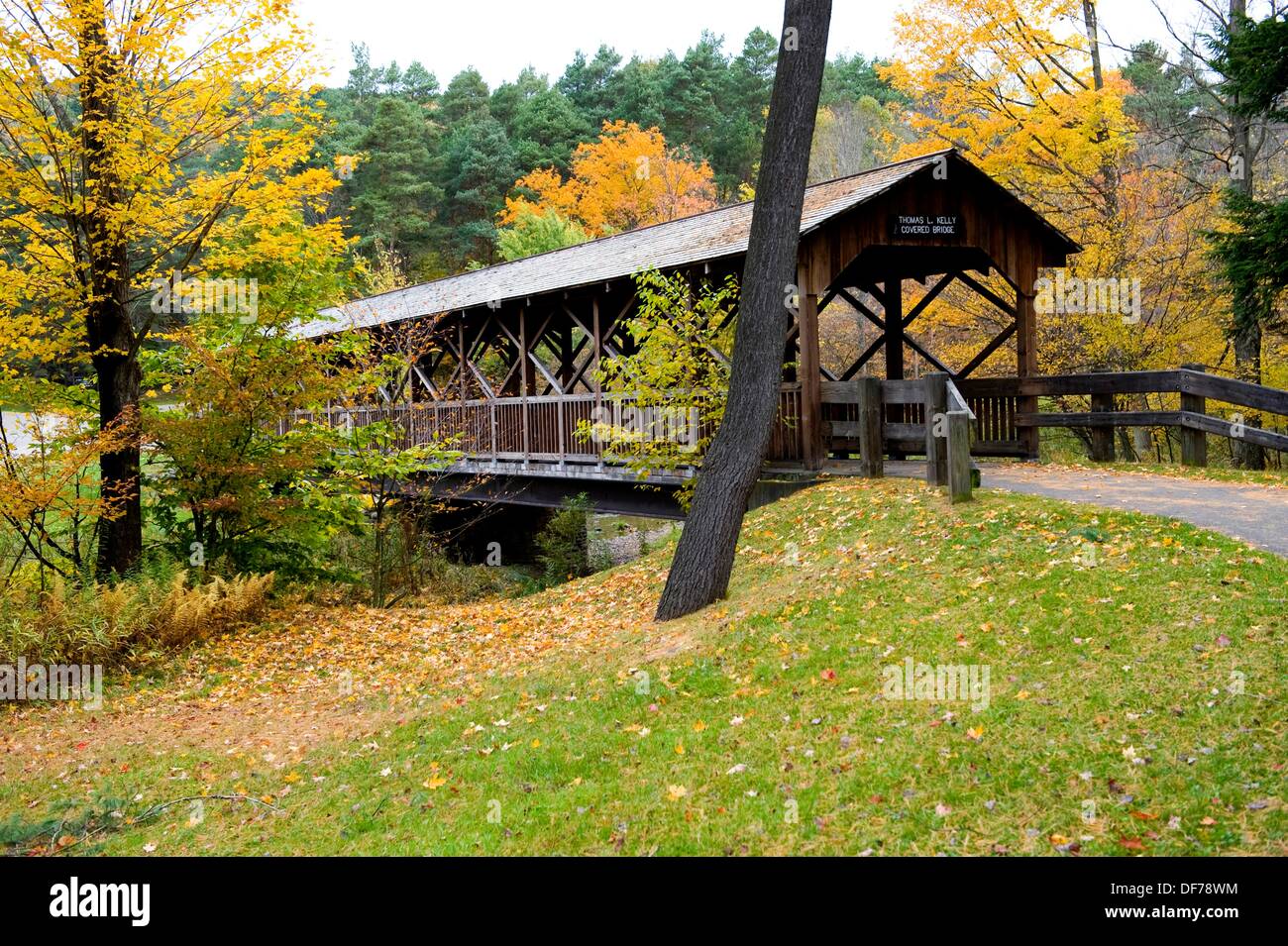 Thomas Kelly Covered Bridge Allegany State Park New York Stock Photo