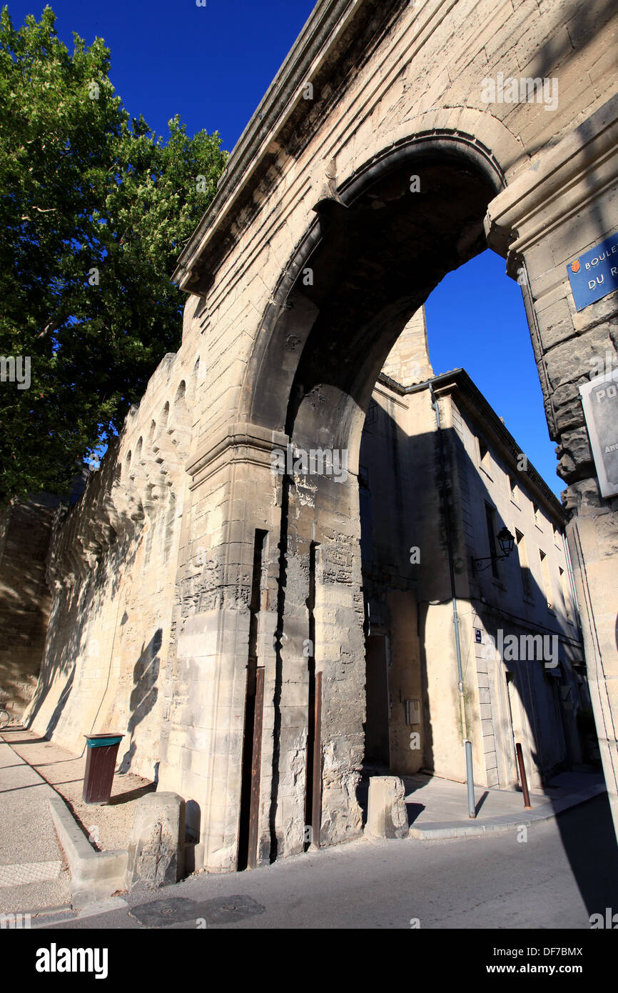 The fortification and a door around the city of Avignon. Stock Photo