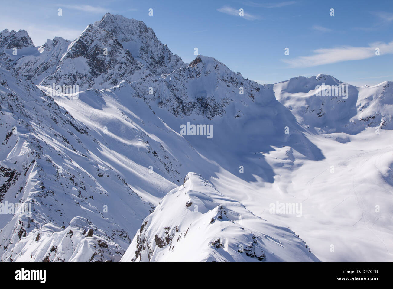 The snowy Sellrain mountains, Stubai Alps, Tyrol, Austria Stock Photo