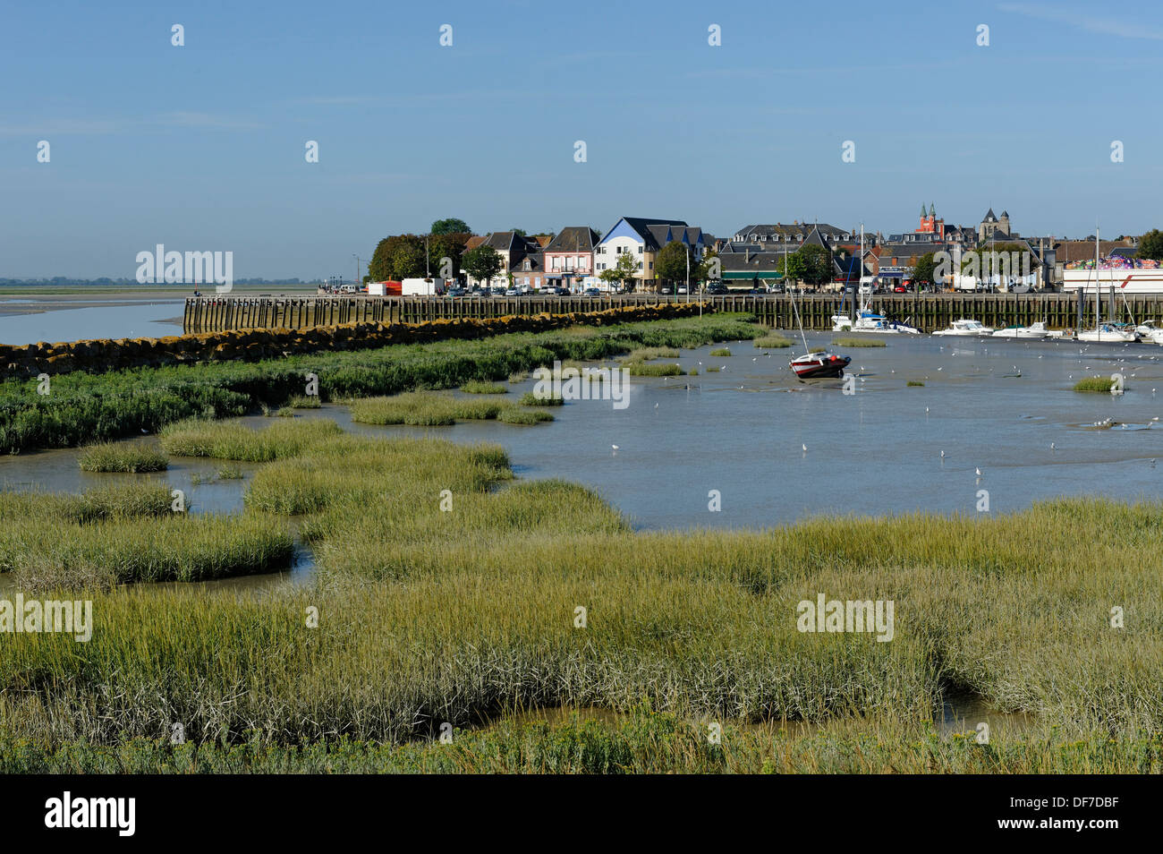 Port in Le Crotoy at the mouth of the Somme River, Le Crotoy, Département Somme, Picardie, France Stock Photo