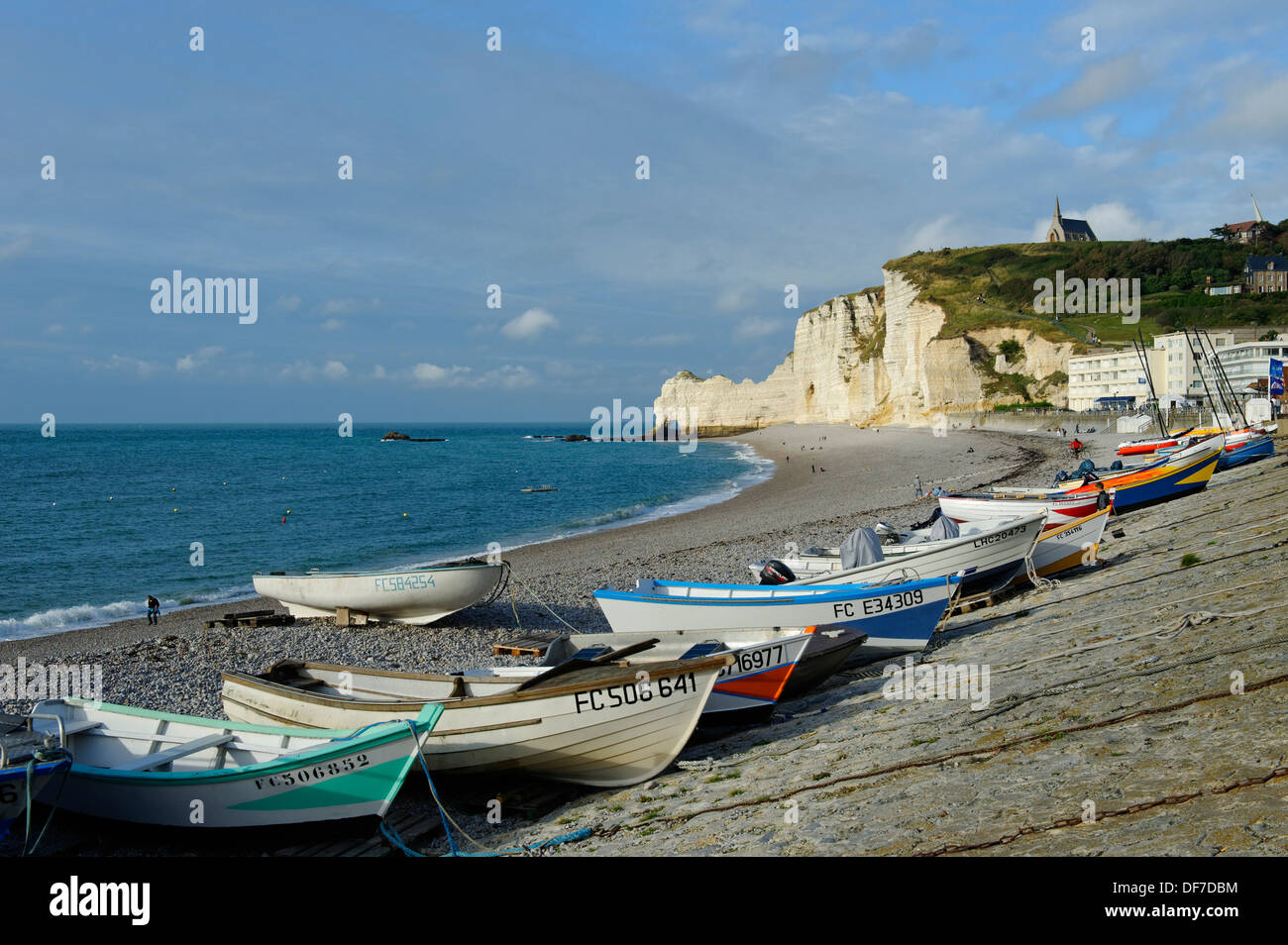 Fishing boats at the beach of etretat hi-res stock photography and ...