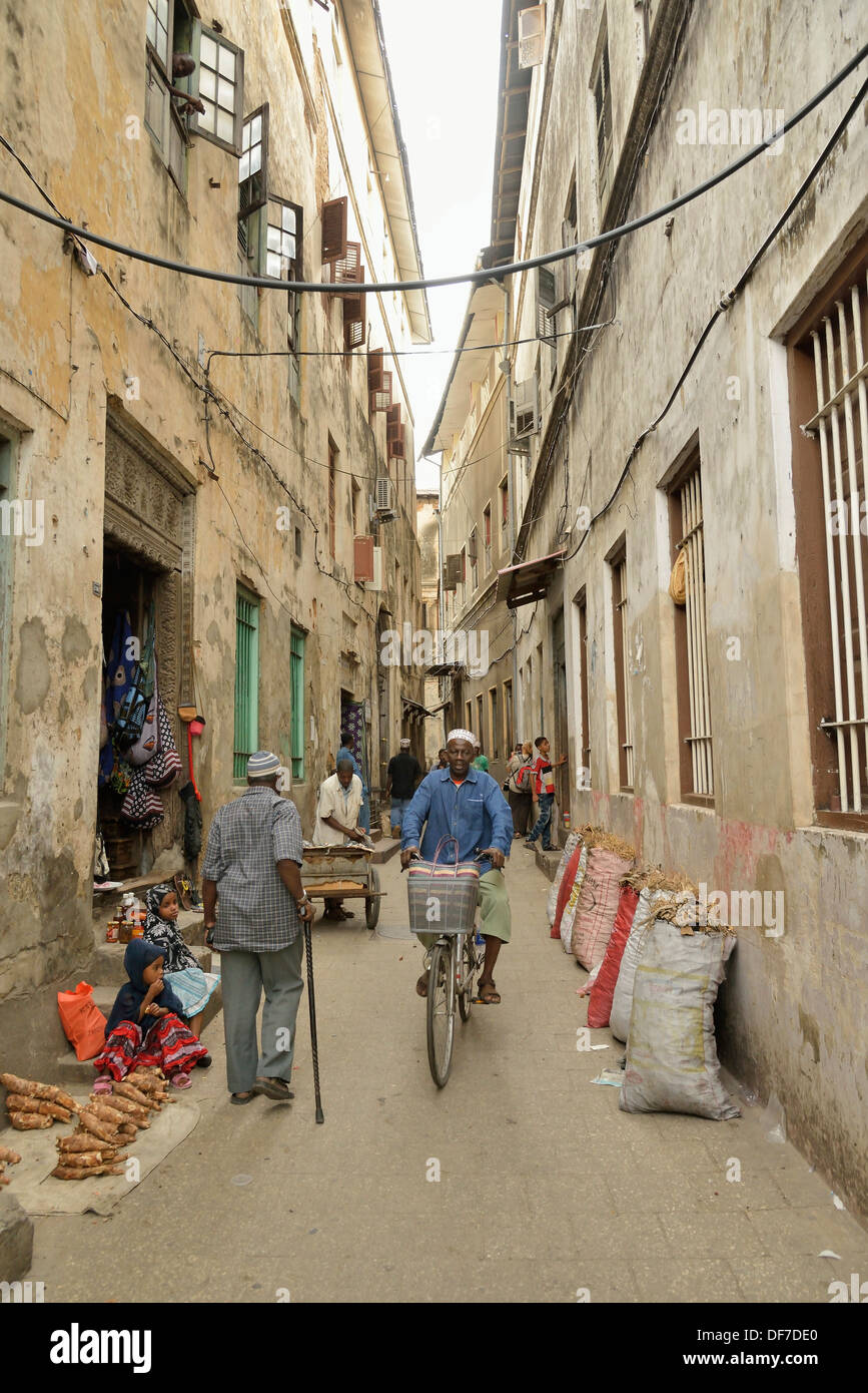 Alleyway in the historic centre, Stone Town, Zanzibar City, Zanzibar, Tanzania Stock Photo