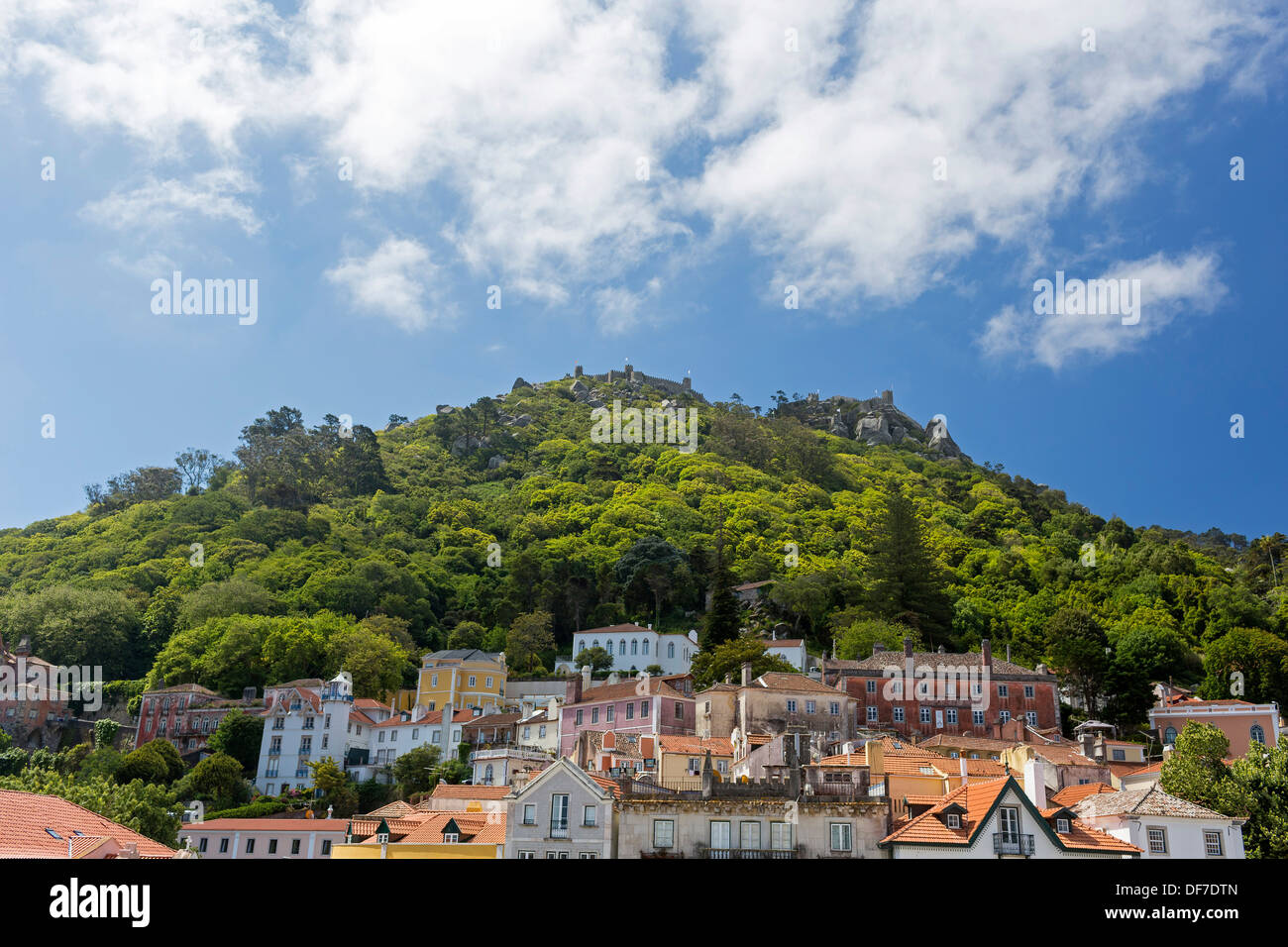 Castelo dos Mouros, Castle of the Moors, Moorish fortress, above the town of Sintra, Sintra, Lisbon District, Portugal Stock Photo