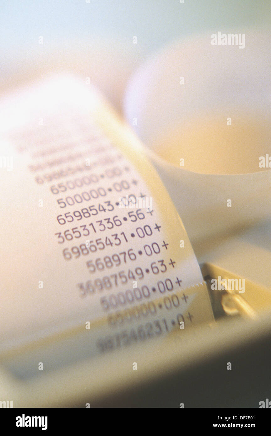 Adding machine tape Stock Photo Alamy