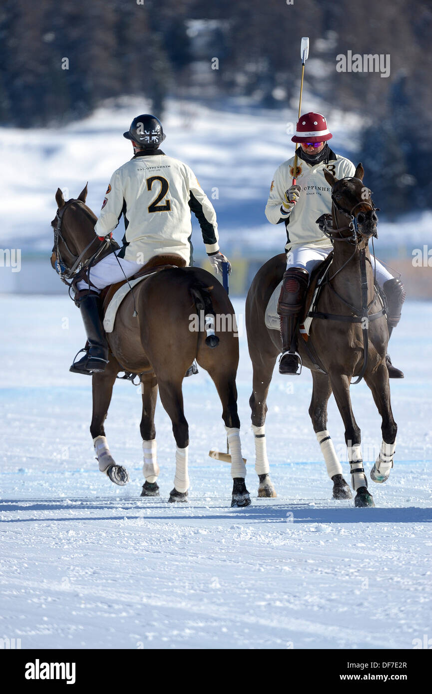 Polo tournament, 28th St. Moritz Polo World Cup on Snow on the frozen Lake St. Moritz, St. Moritz, Engadin, Graubünden Stock Photo